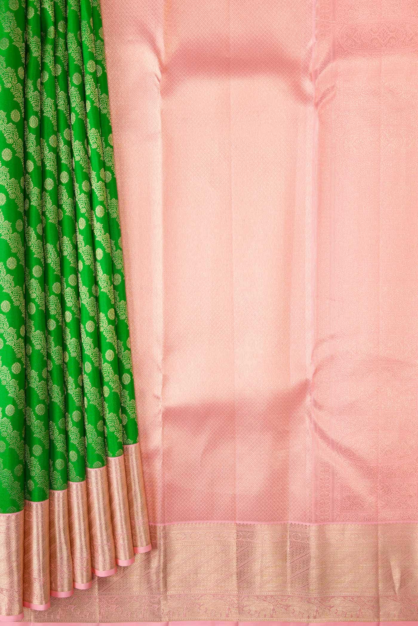 Green Dual Tone Kanjivaram Silk Saree - Image 2