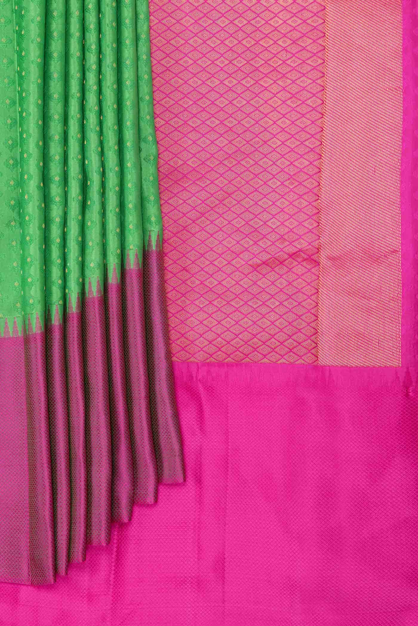 Green Dual Tone Kanchipuram Silk Saree - Image 2