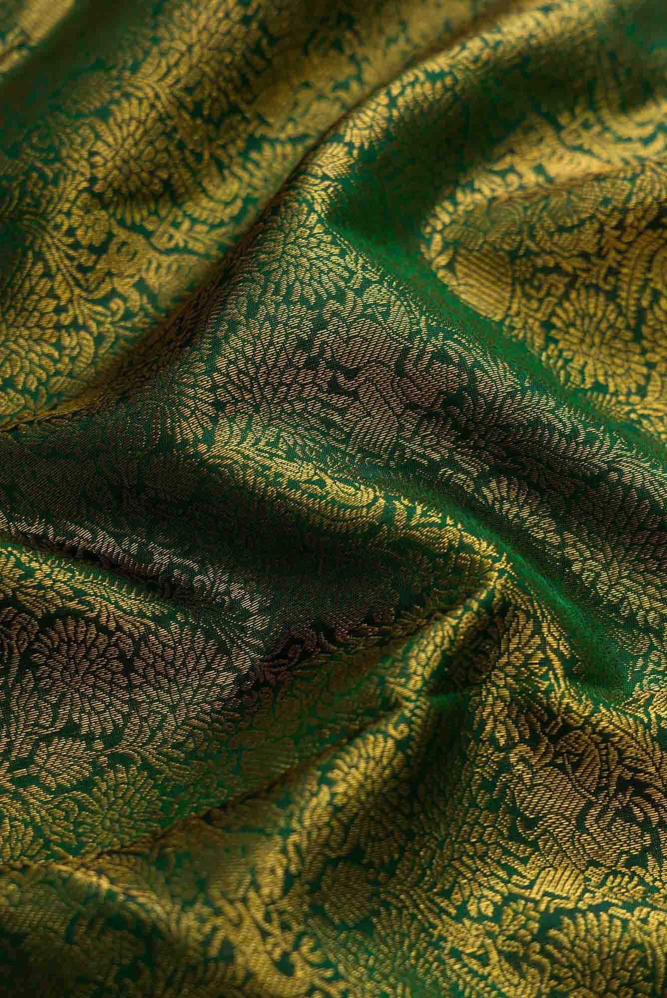 Bottle Green Kanchipuram Silk Saree - Image 3