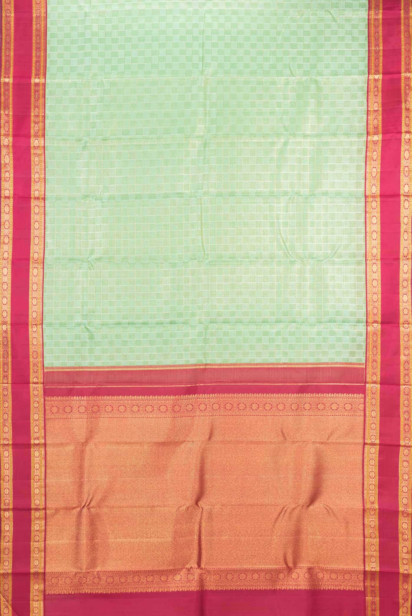 Green Dual Tone Kanchipuram Silk Saree - Image 4