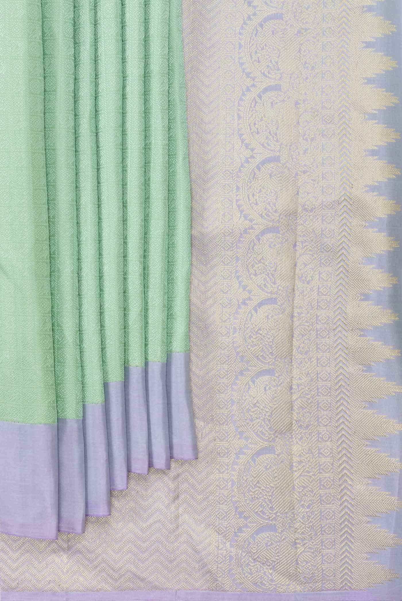 Green Dual Tone Kanjivaram Silk Saree - Image 2