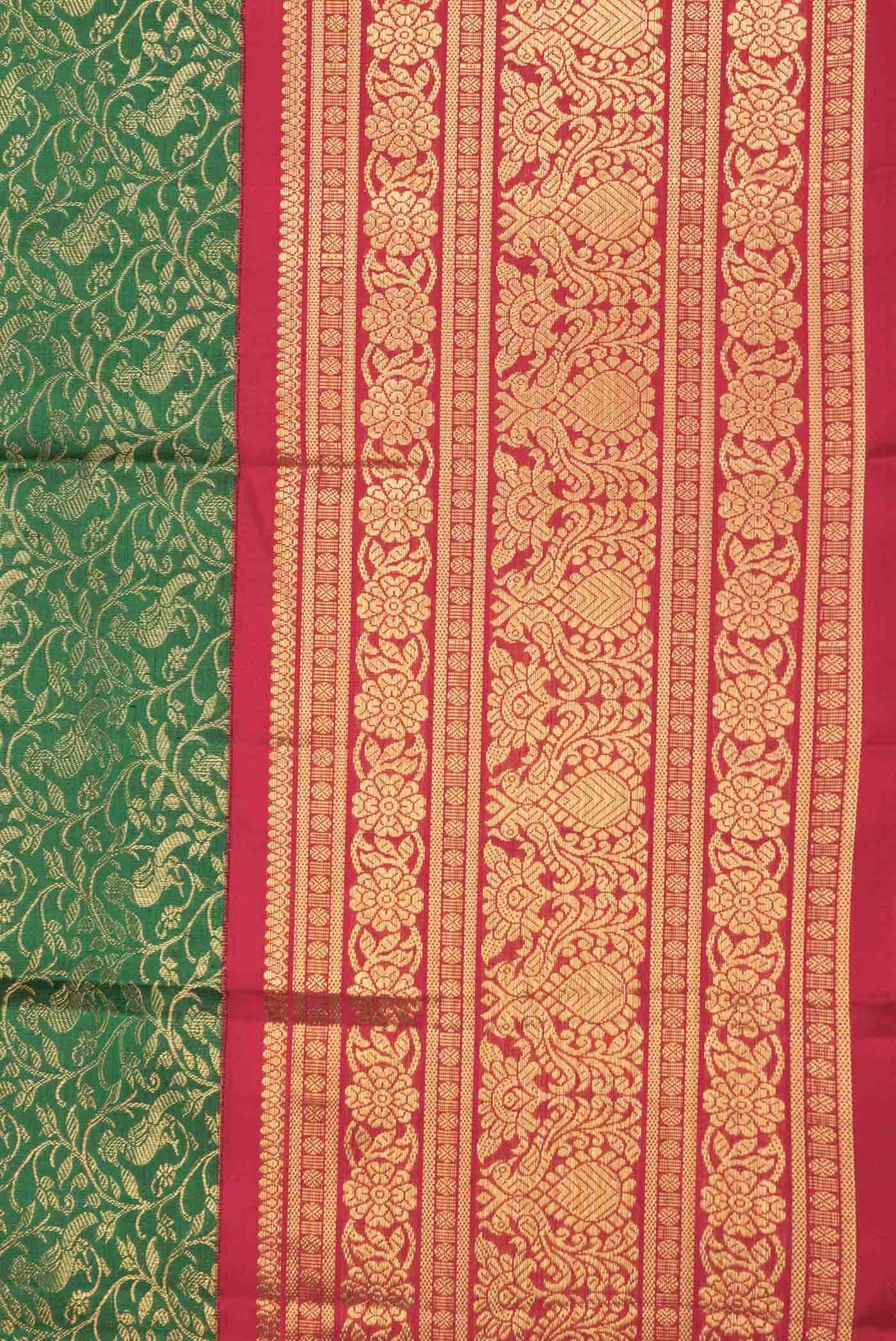 Green Dual Tone Kanchipuram Silk Saree - Image 6