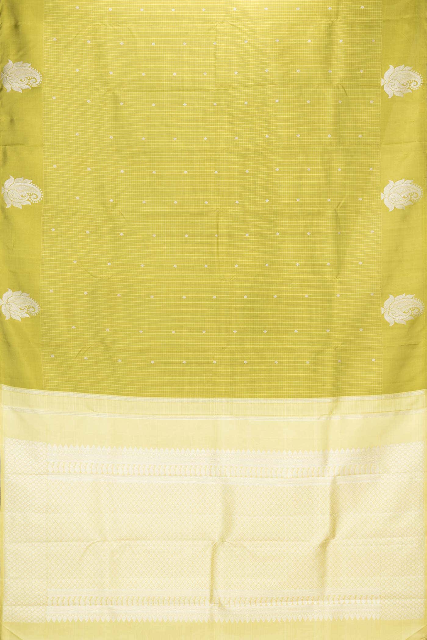 Pure Silk Pure Zari Green Dual Tone Kanjivaram Saree - Image 4