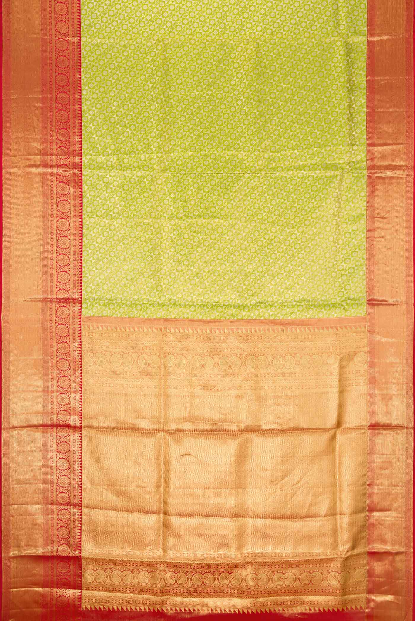 Green Dual Tone Kanchipuram Tissue Silk Saree - Image 6