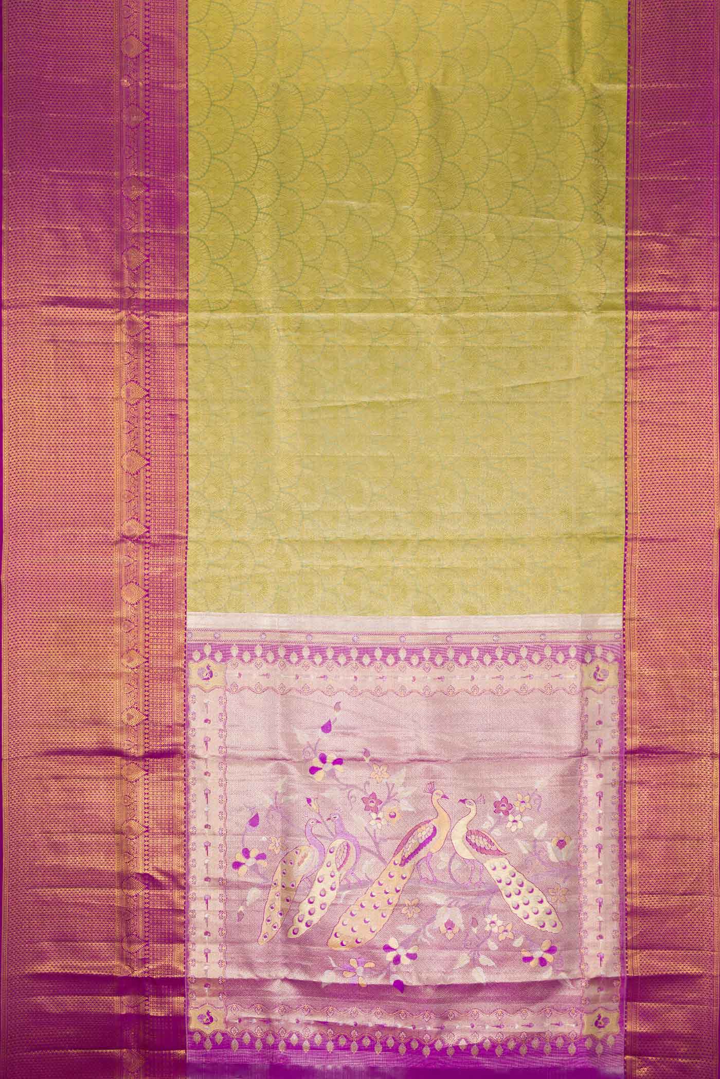 Green Dual Tone Kanchipuram Tissue Silk Saree - Image 6
