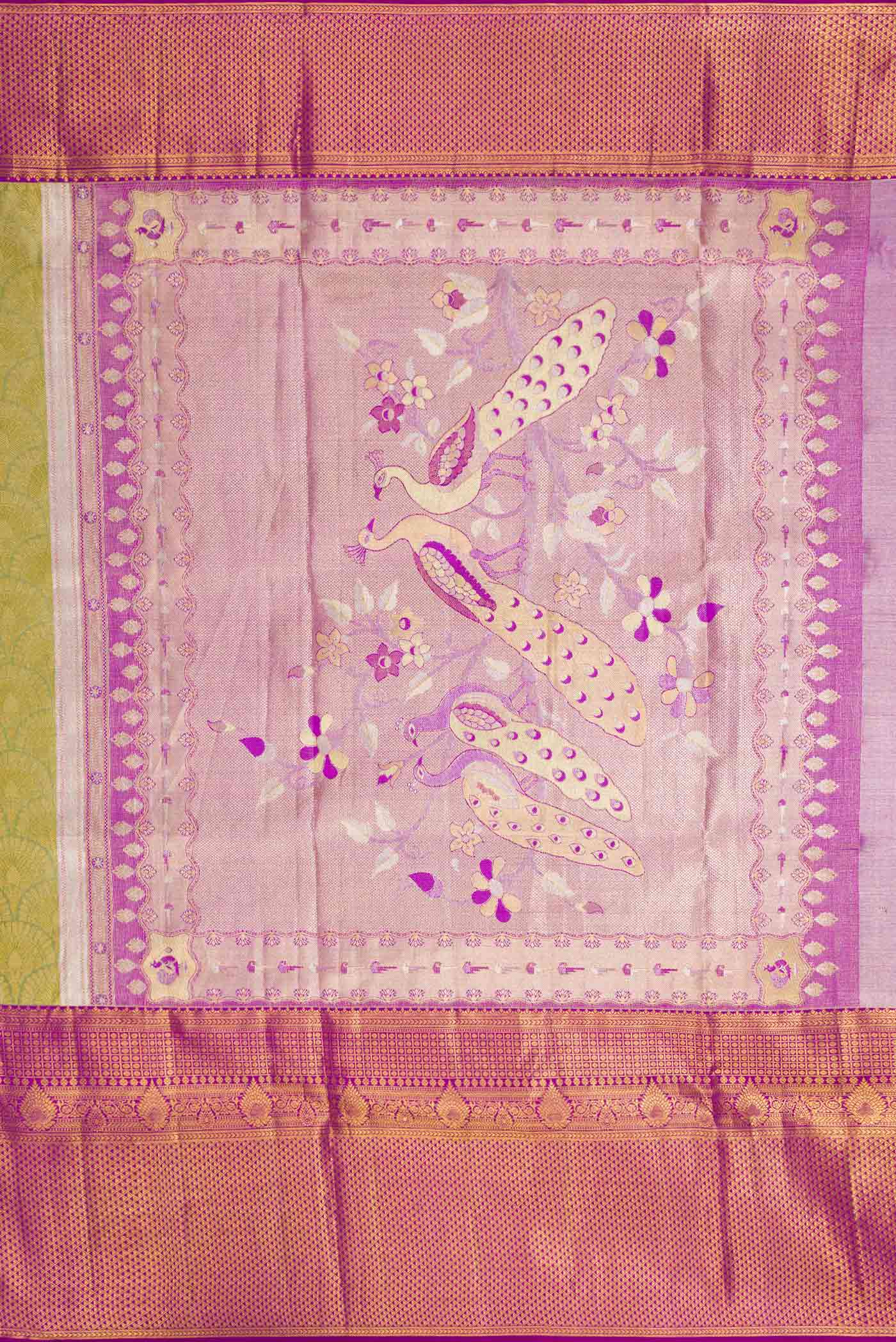 Green Dual Tone Kanchipuram Tissue Silk Saree - Image 7