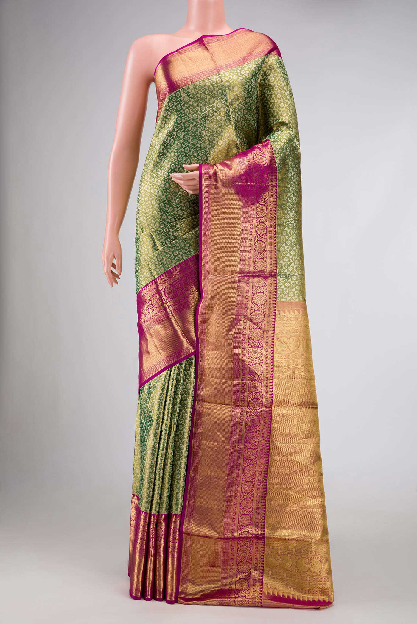 Green Dual Tone Kanchipuram Tissue Silk Saree