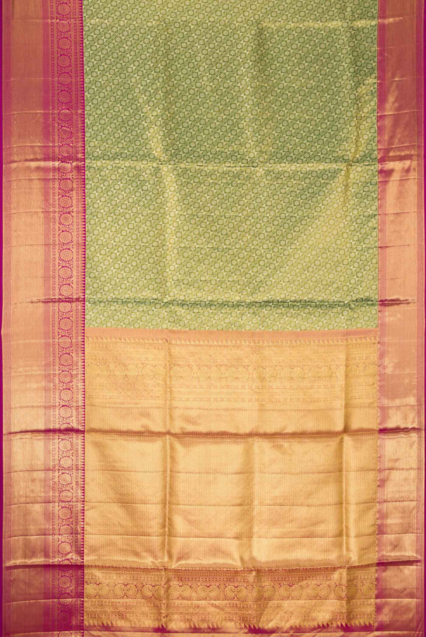 Green Dual Tone Kanchipuram Tissue Silk Saree - Image 6