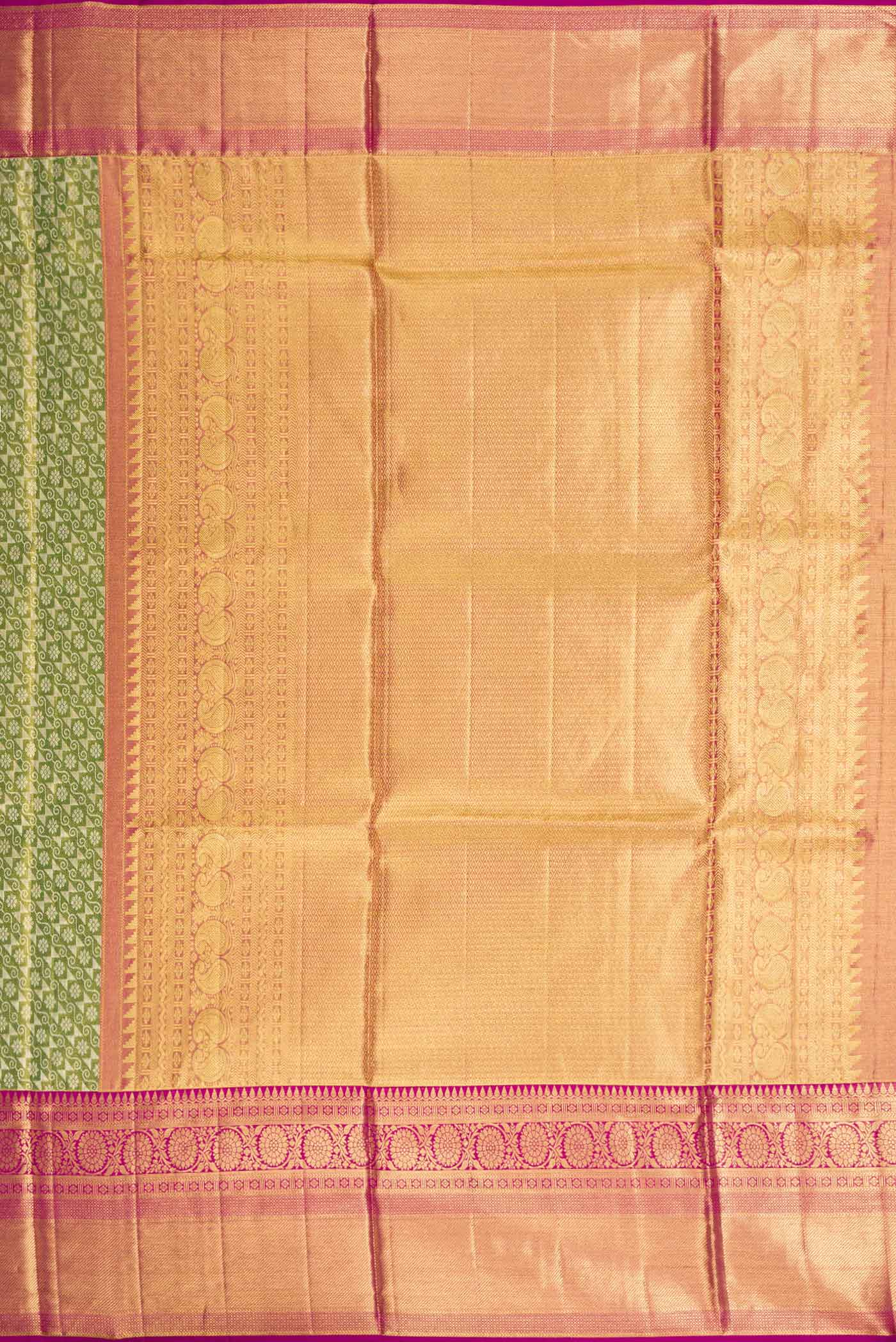 Green Dual Tone Kanchipuram Tissue Silk Saree - Image 7