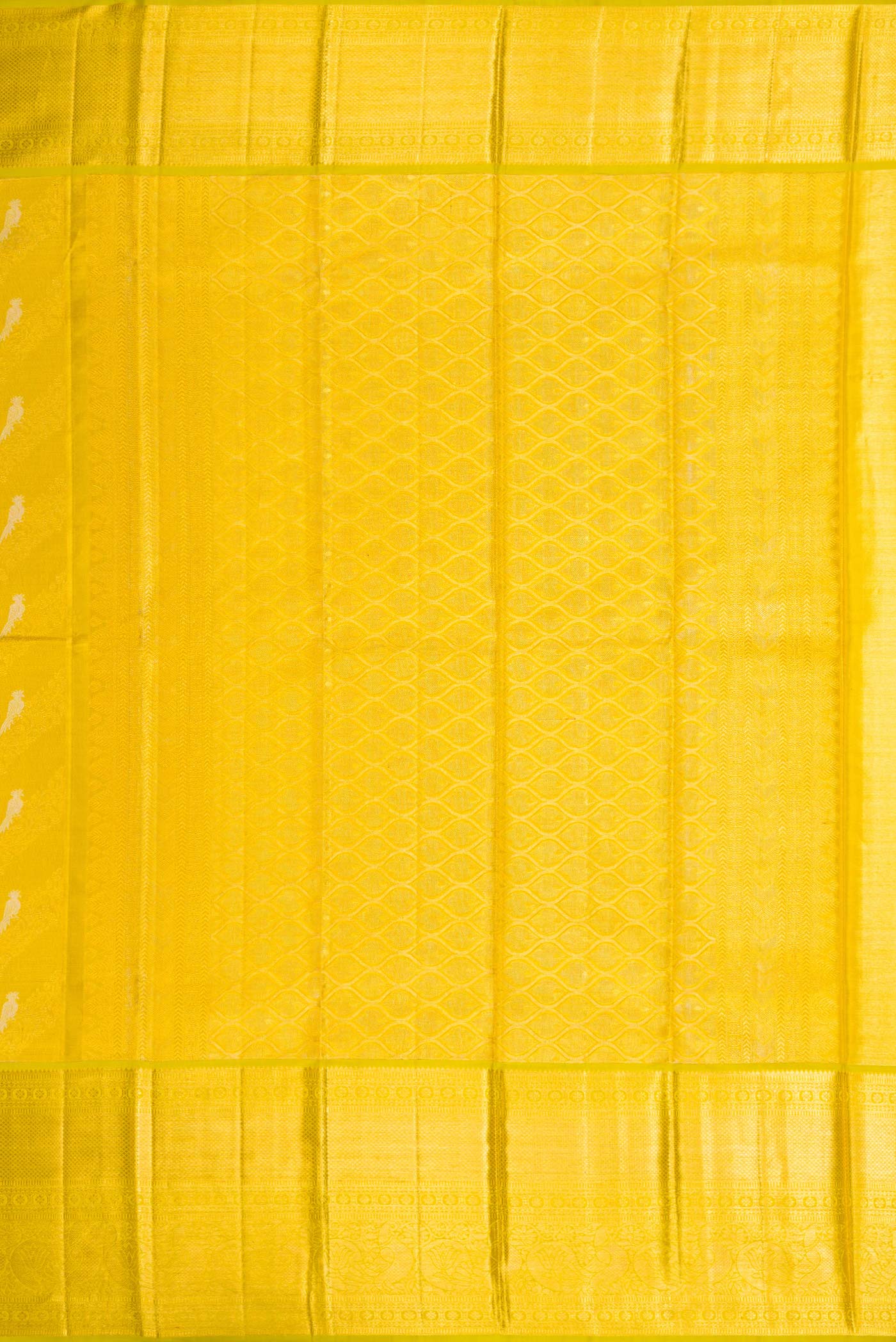 Yellow with Green Color Kanchipuram Tissue Silk Saree - Image 7