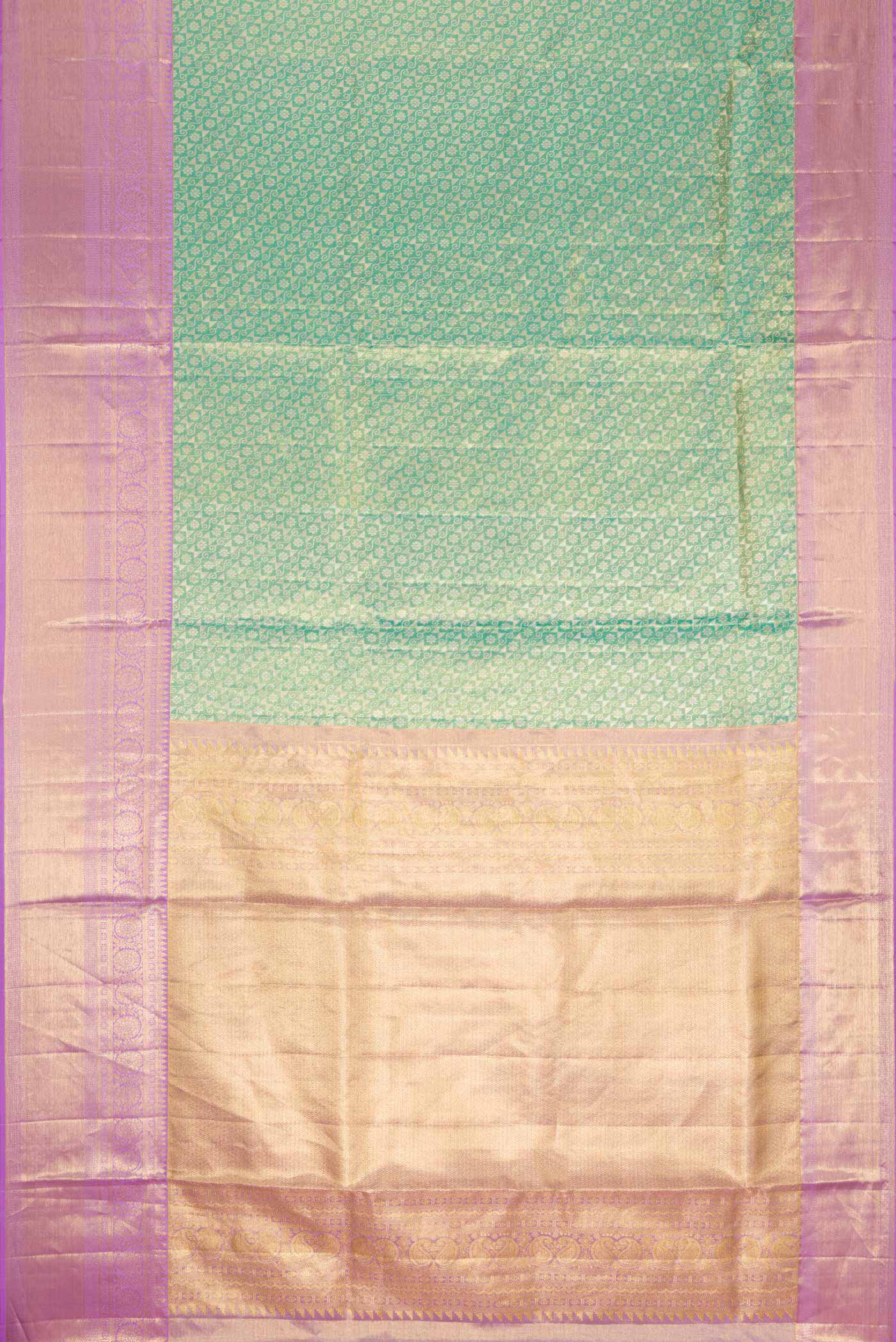 Green Dual Tone Kanchipuram Tissue Silk Saree - Image 6