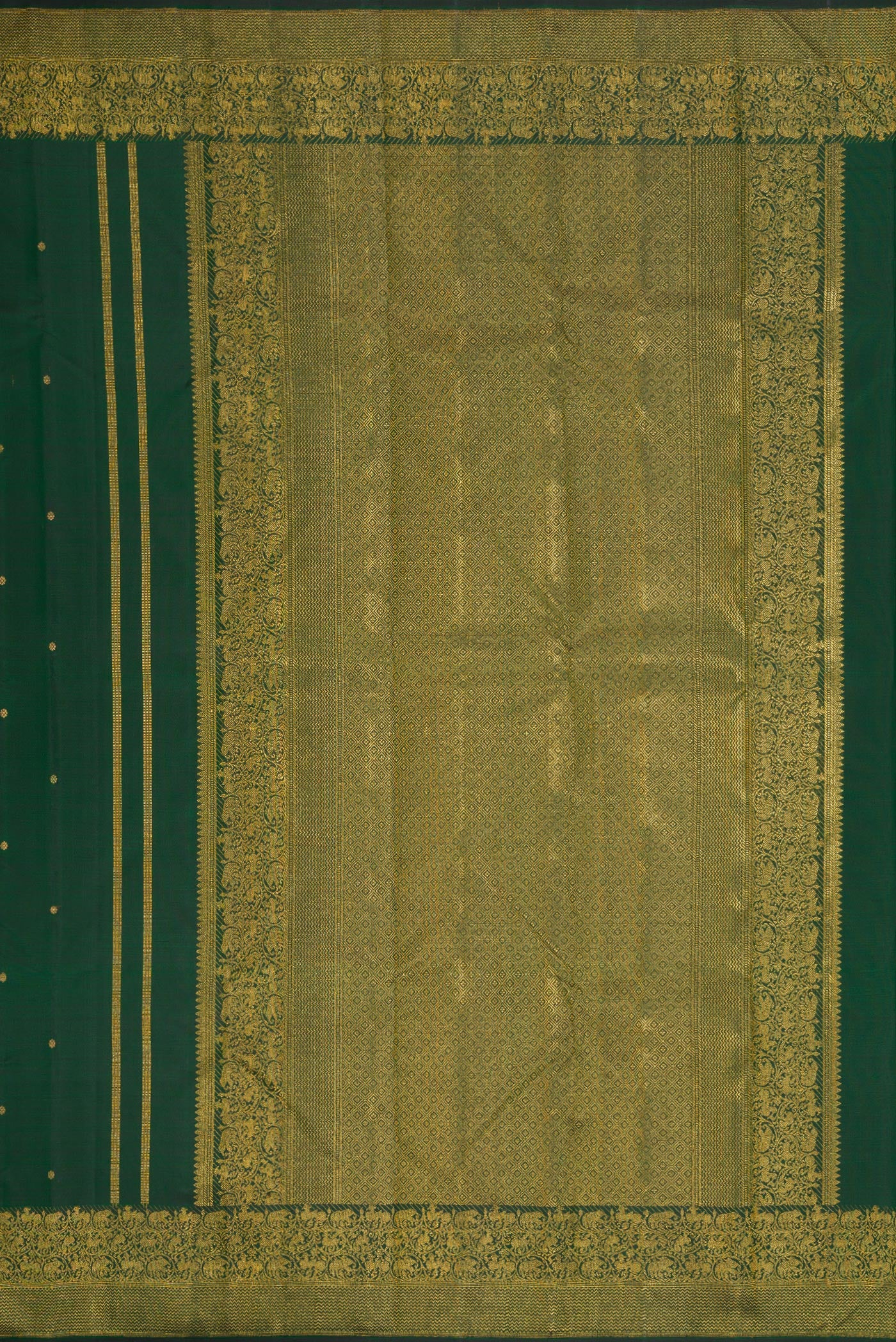 Bottle Green Kanjivaram Silk Saree - Image 7