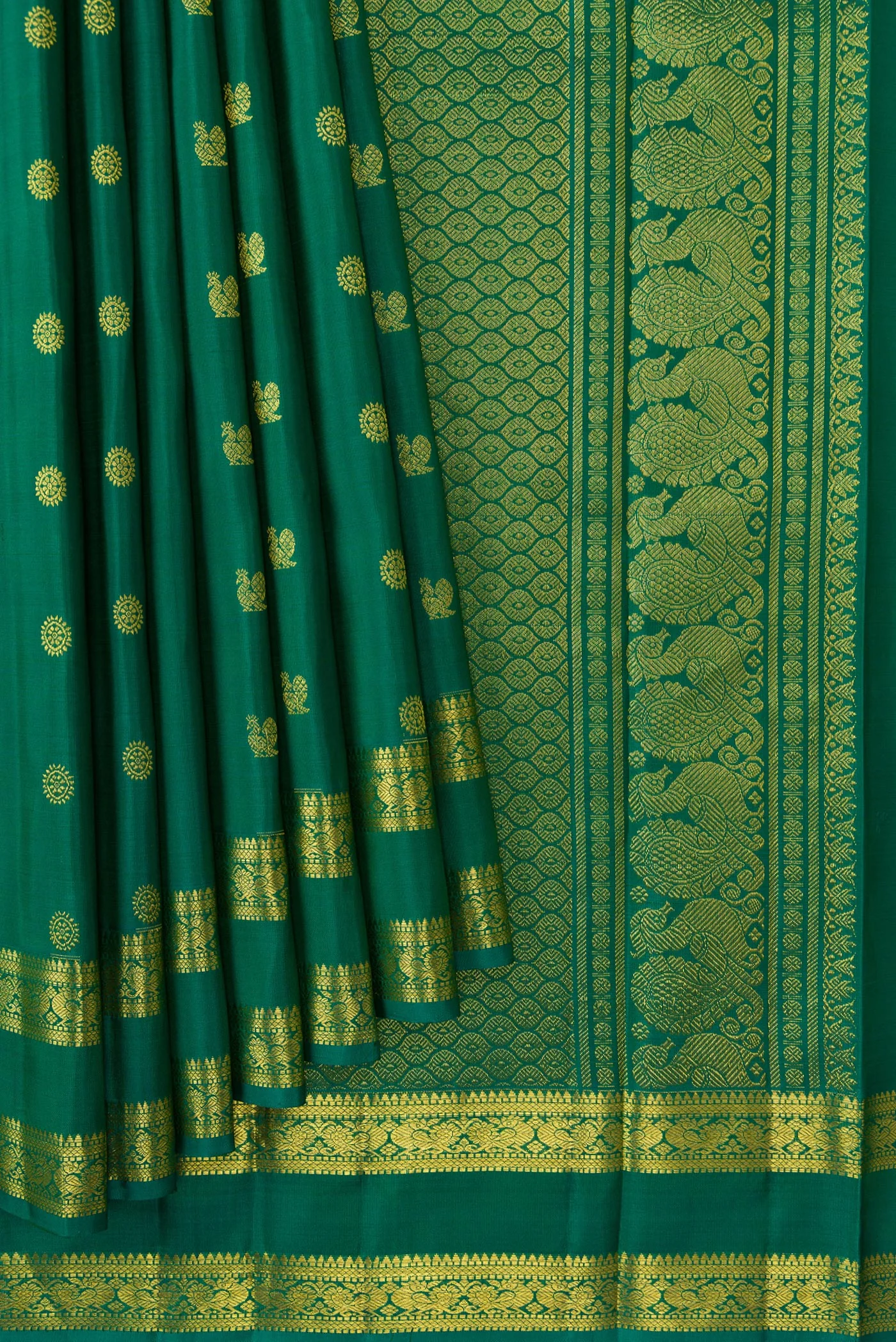 Green Kanjivaram Silk Saree - Image 4