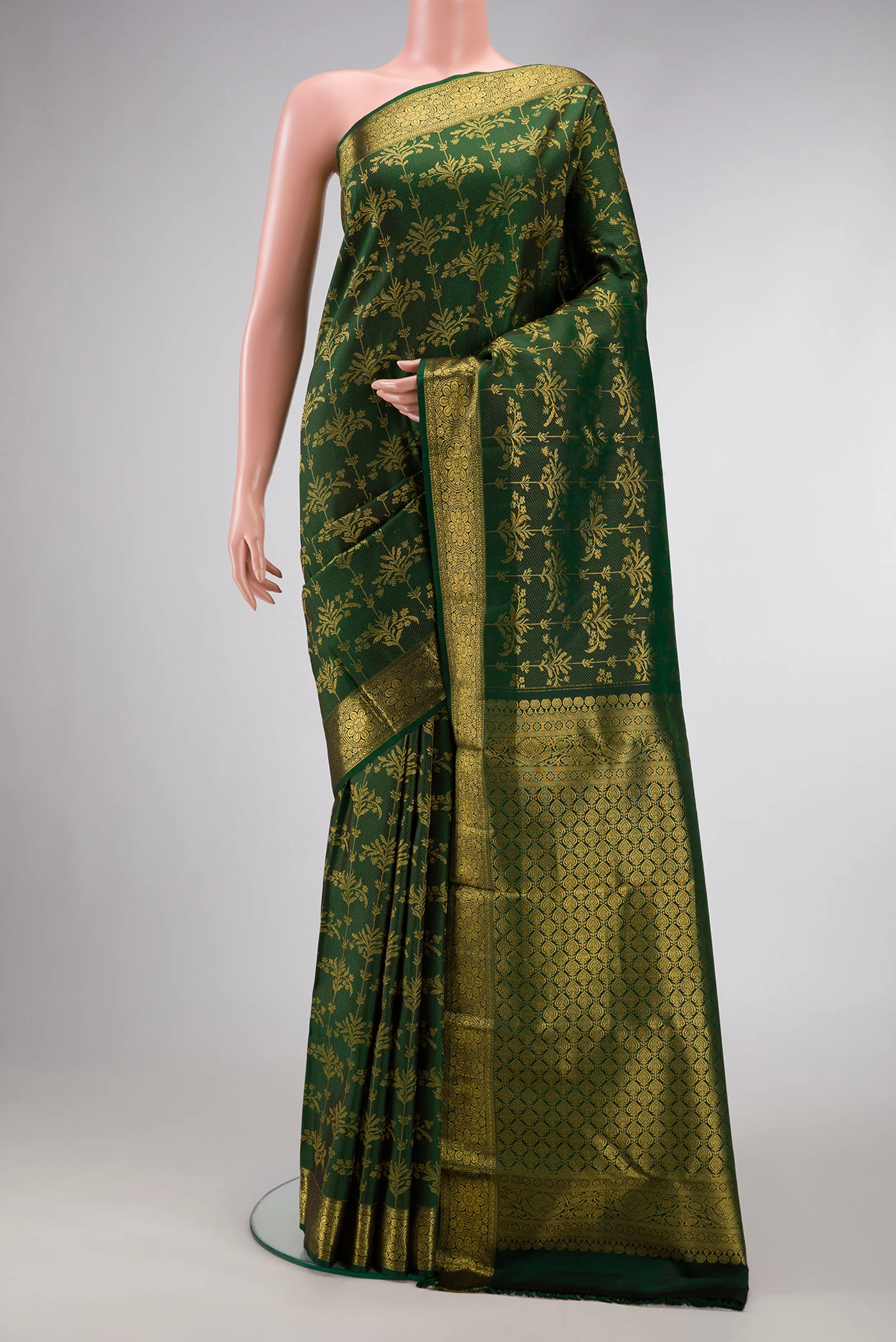 Bottle Green Kanjivaram Silk Saree