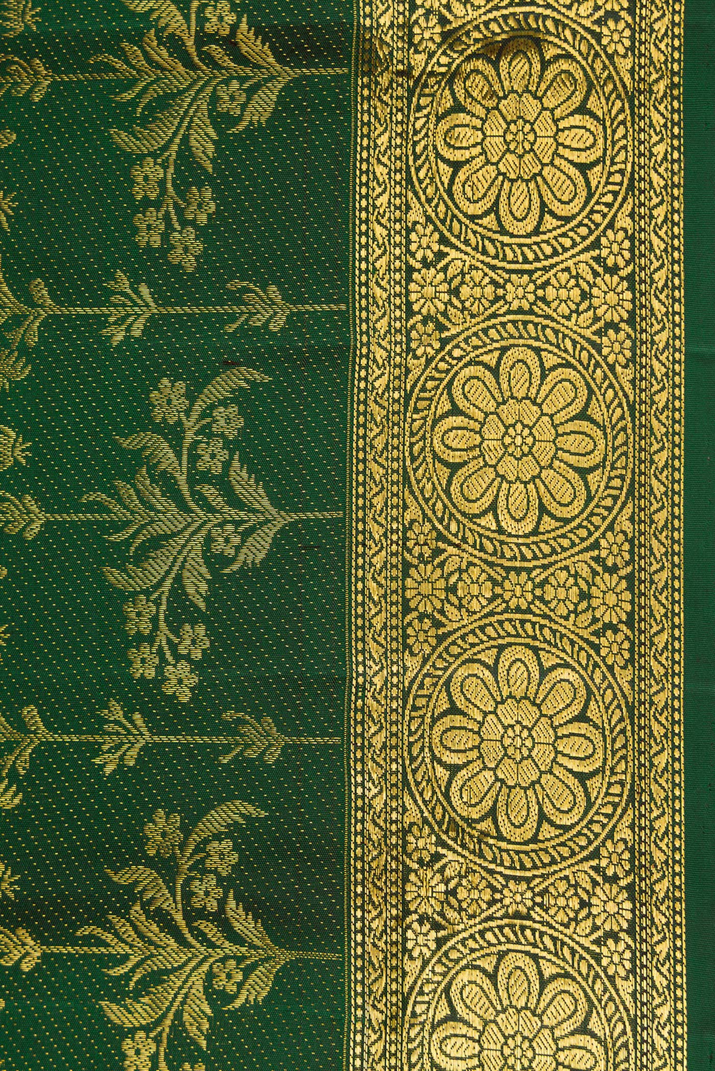 Bottle Green Kanjivaram Silk Saree - Image 3