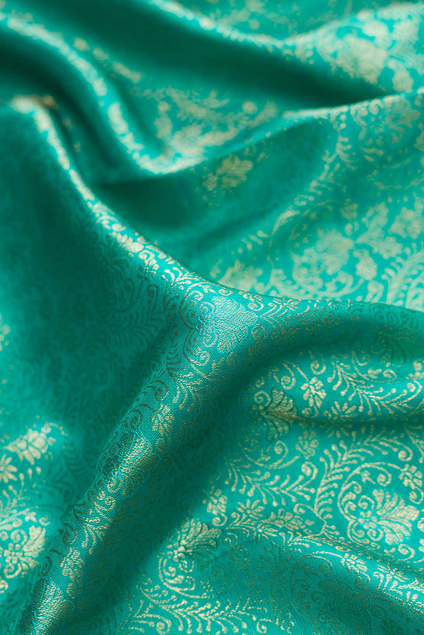 Turquoise Kanjivaram Silk Saree - Image 2