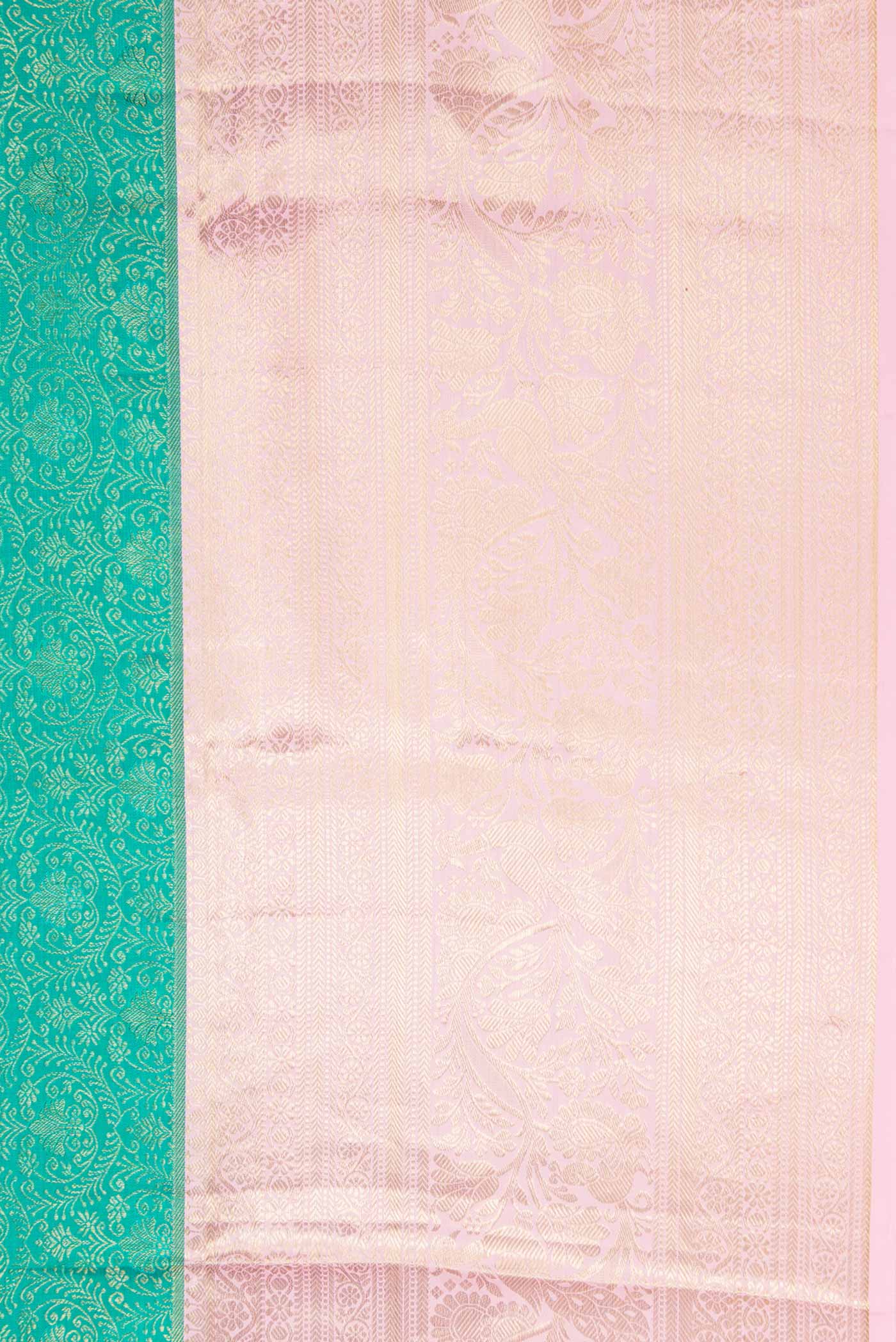 Turquoise Kanjivaram Silk Saree - Image 3