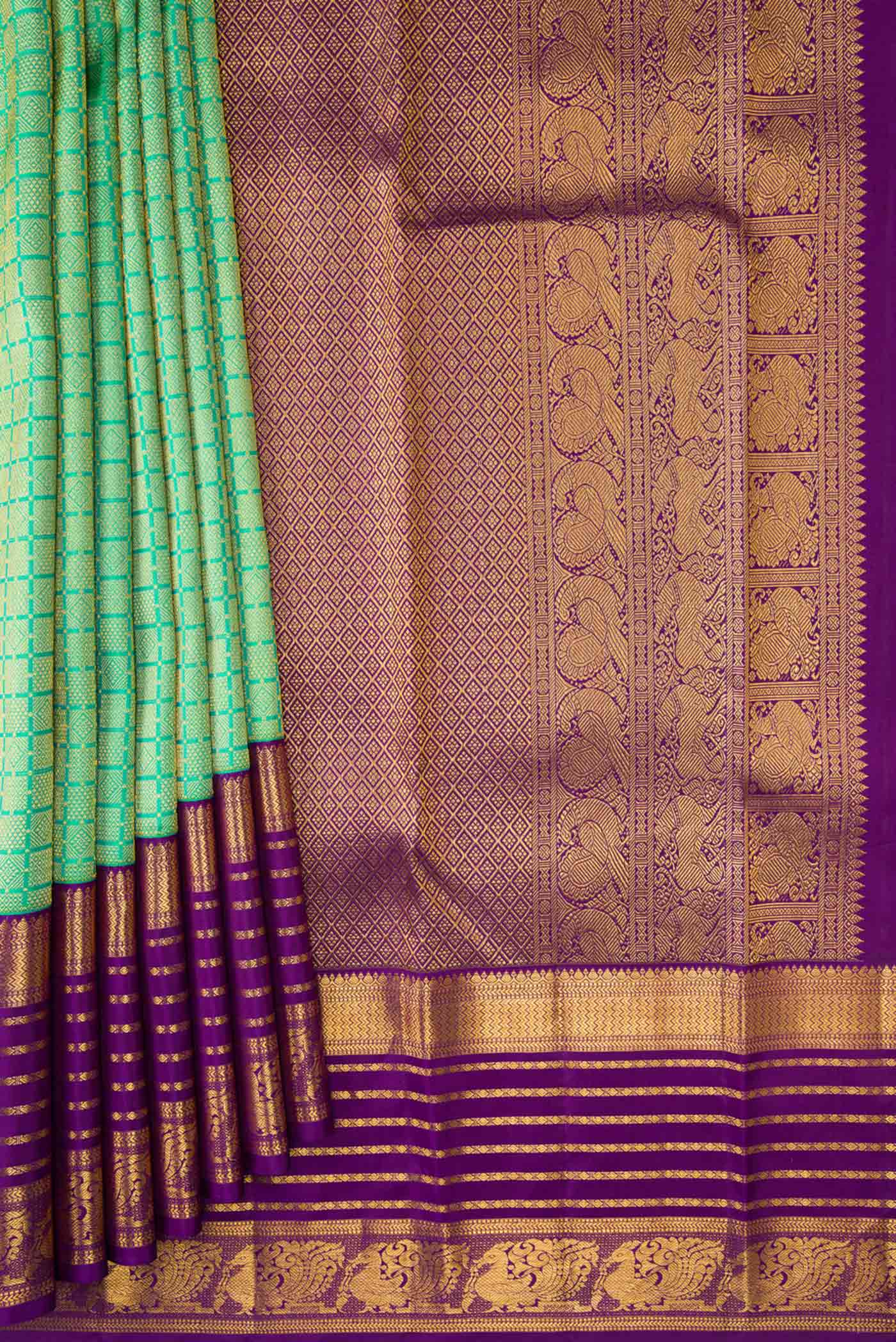 Sea Green Kanjivaram Silk Saree - Image 4