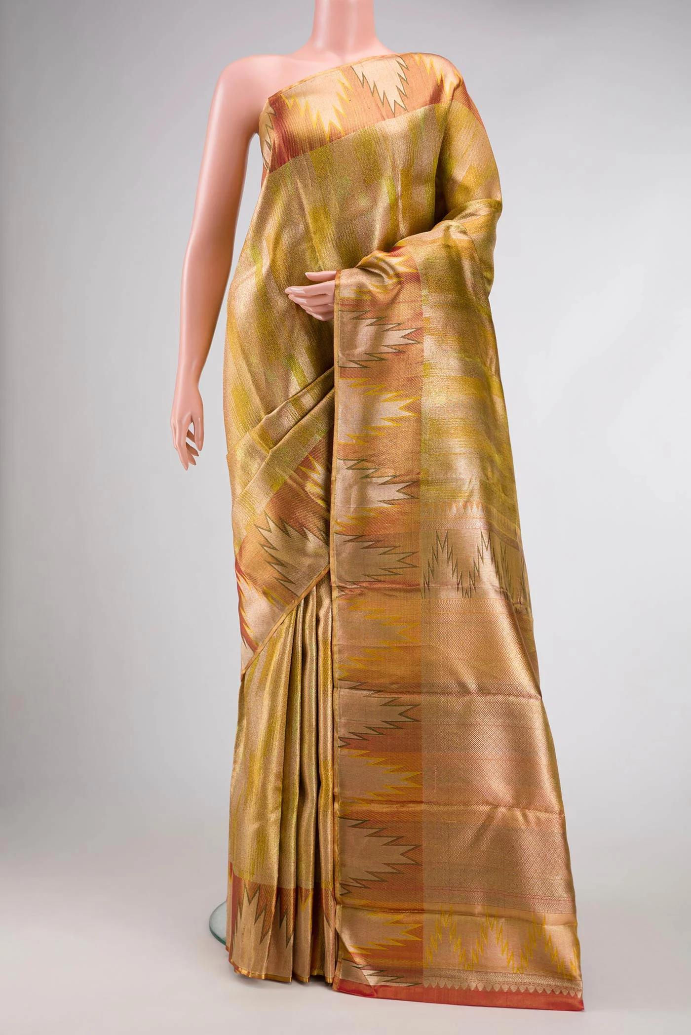 Mustard  with Gold Color Kanjivaram Tissue Silk Saree
