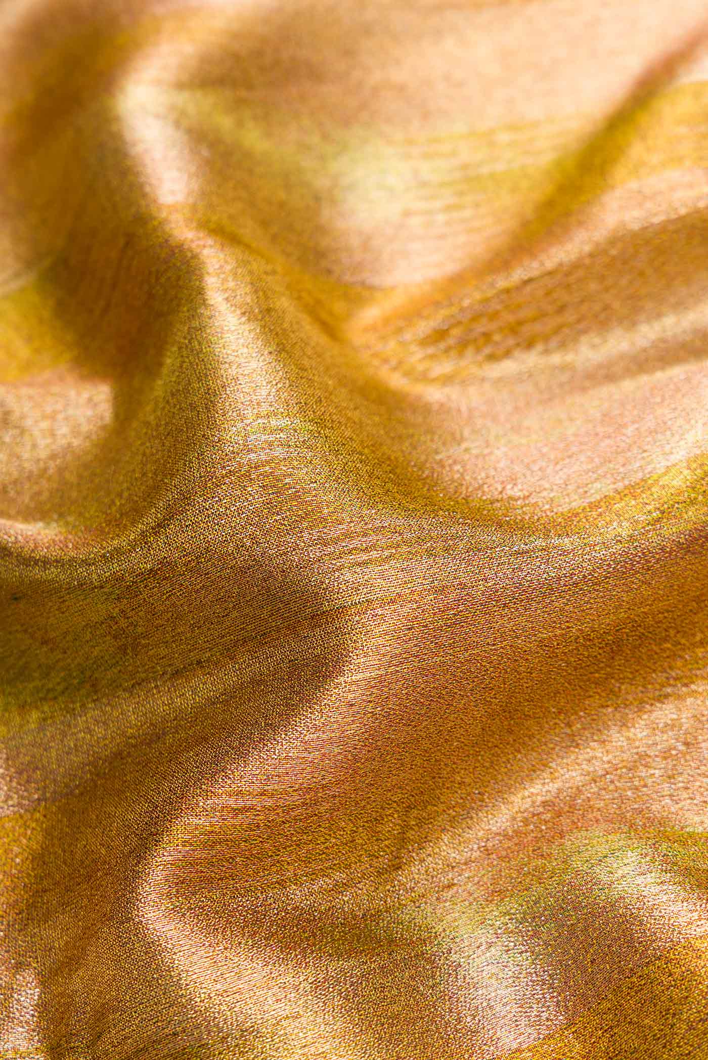 Mustard  with Gold Color Kanjivaram Tissue Silk Saree - Image 2
