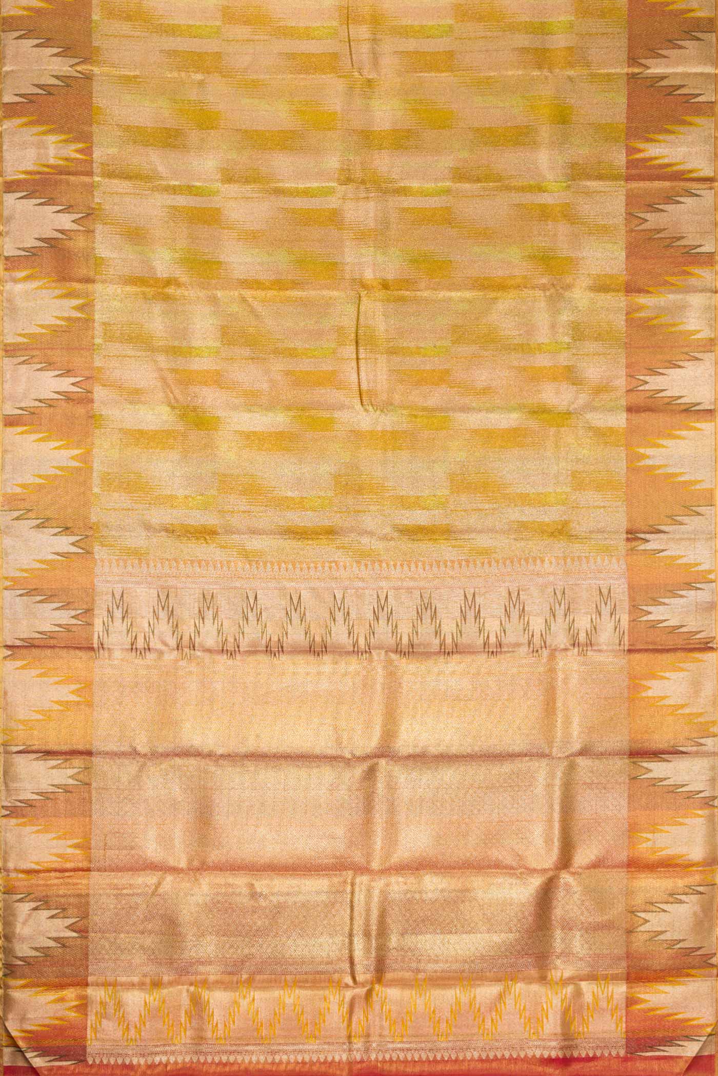 Mustard  with Gold Color Kanjivaram Tissue Silk Saree - Image 6