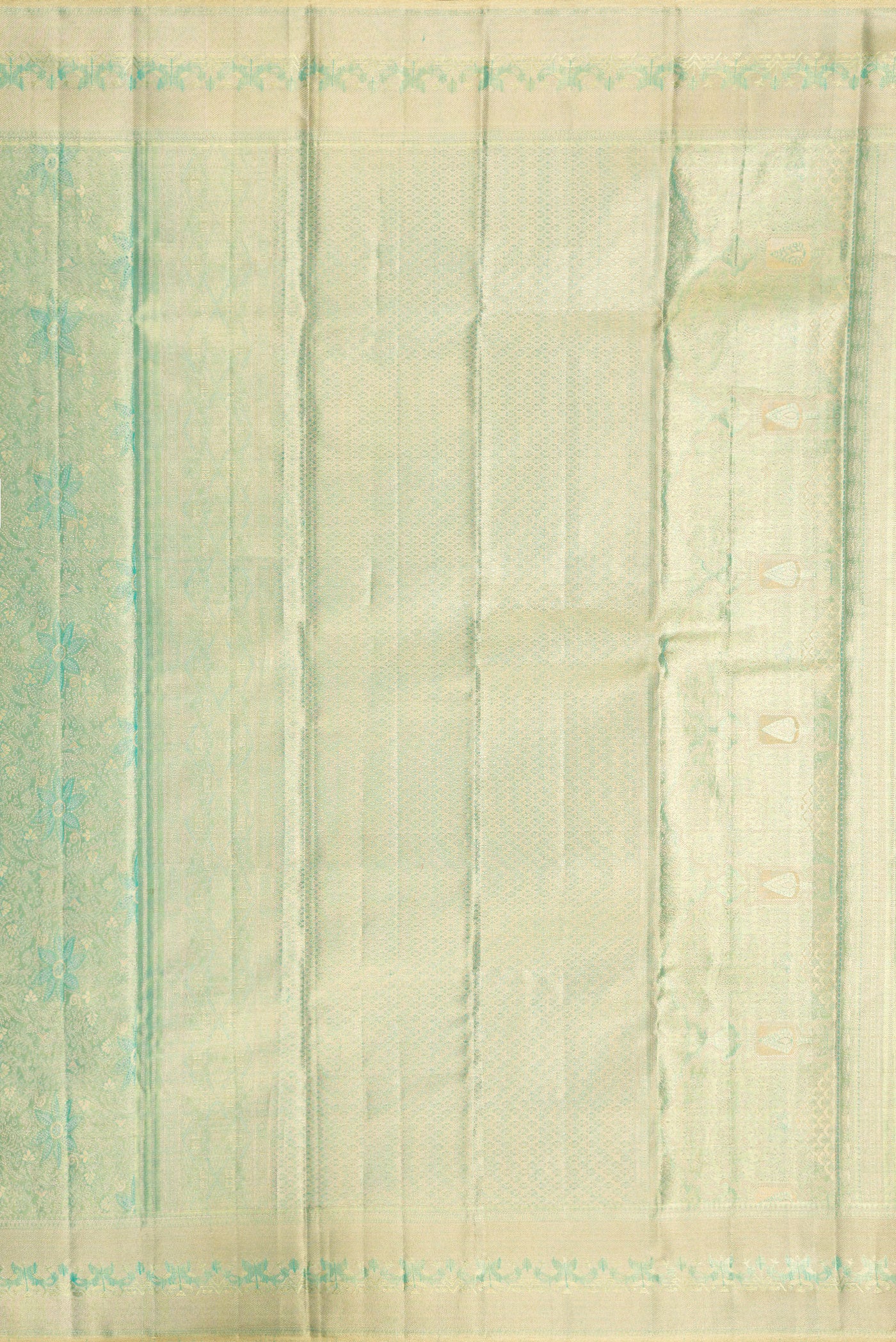 Sea Green with Gold Color Kanjivaram Tissue Silk Saree - Image 7