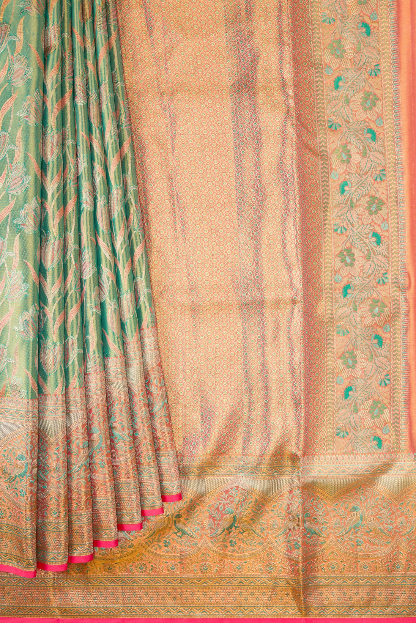 Green Kanjivaram Tissue Silk Saree - Image 4