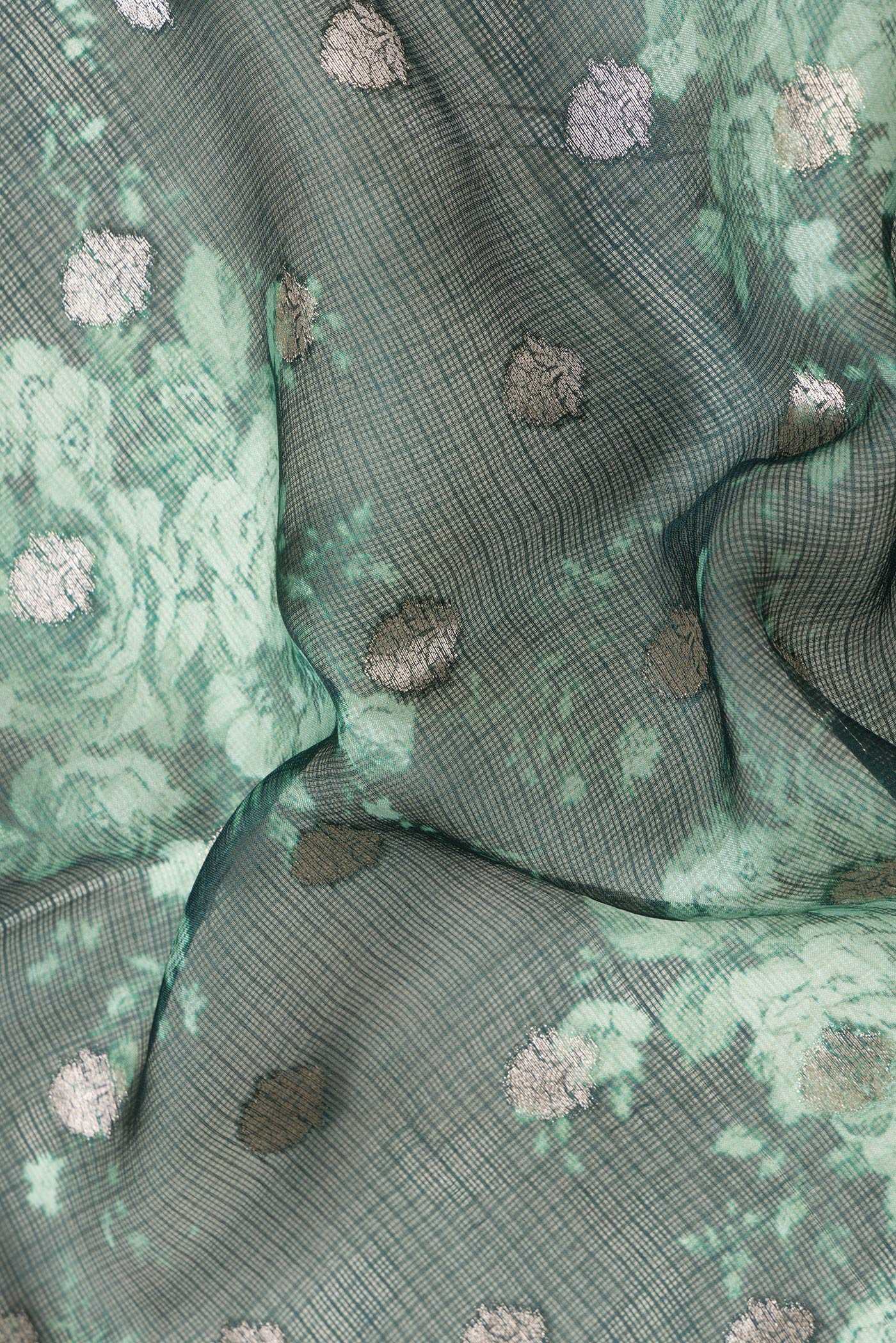 Bottle Green Kota Silk Saree - Image 2