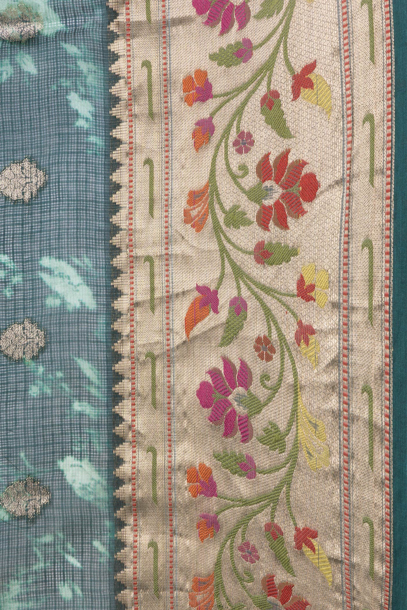 Bottle Green Kota Silk Saree - Image 3