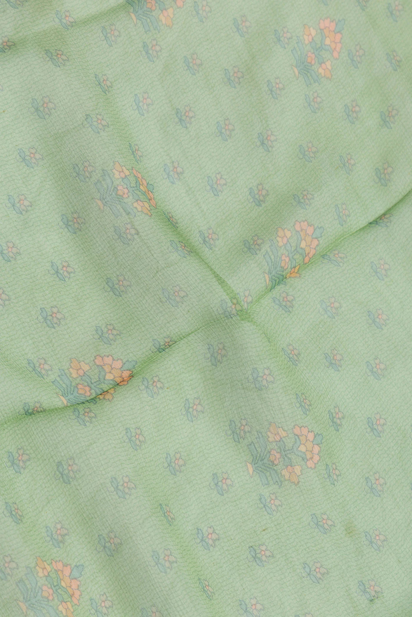 Light Green Mysore Chiffon Saree - Image 2