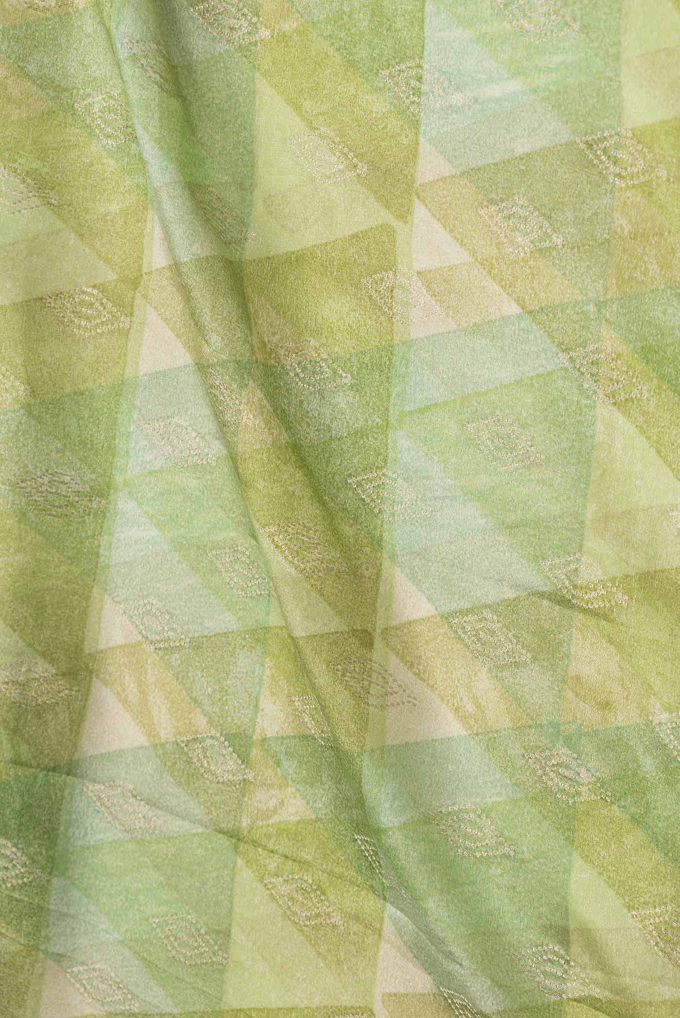 Green Dual Tone Mysore Crepe Saree - Image 2