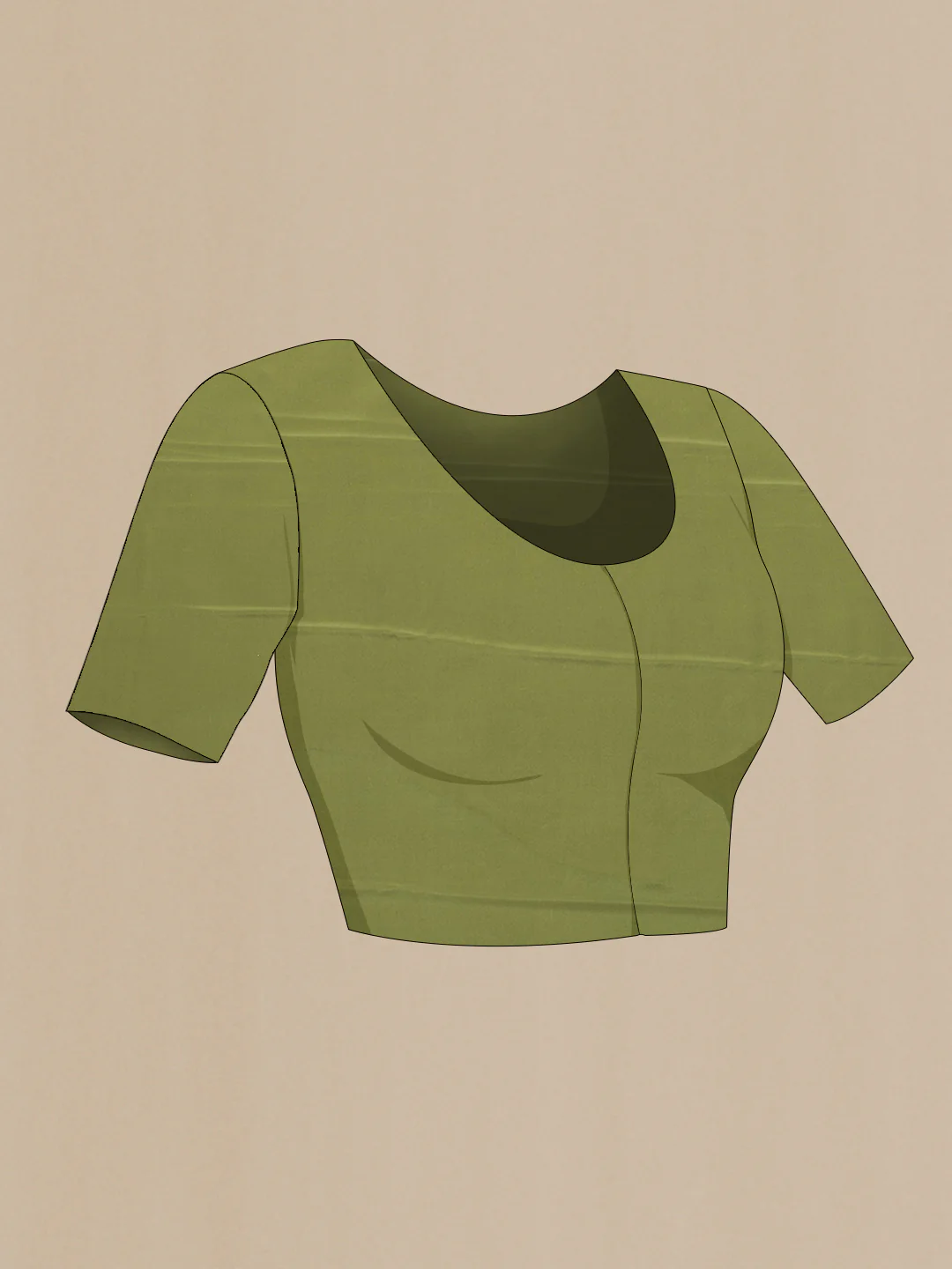Olive Green Mysore Crepe Saree - Image 4