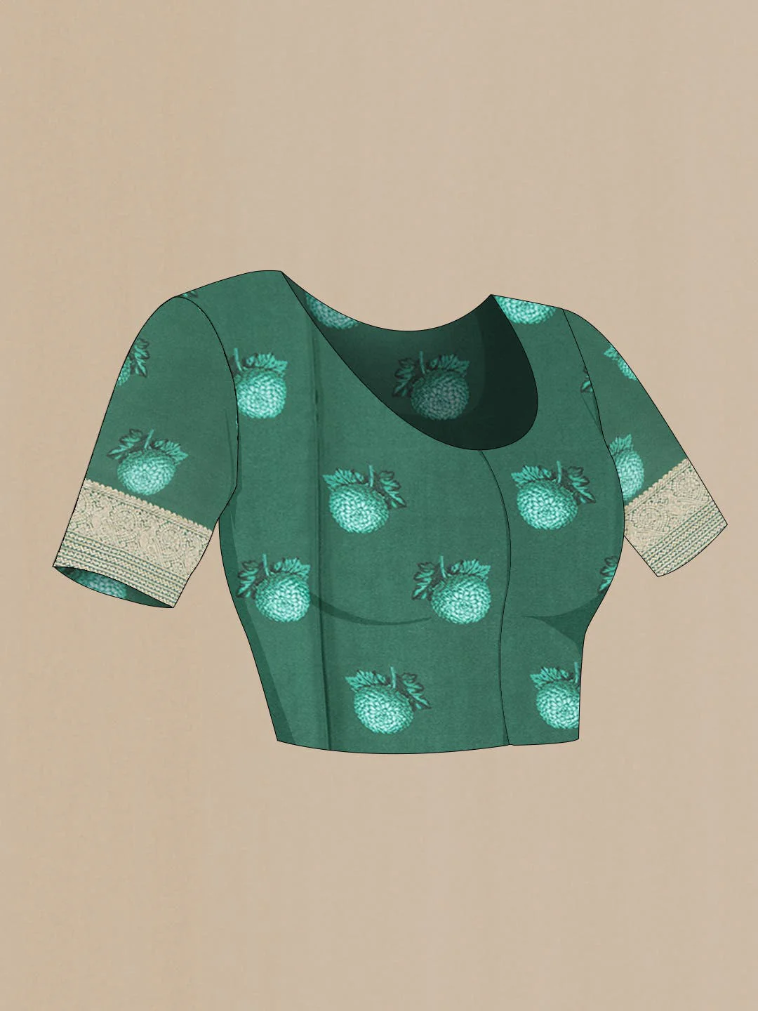 Bottle Green Mysore Crepe Saree - Image 6