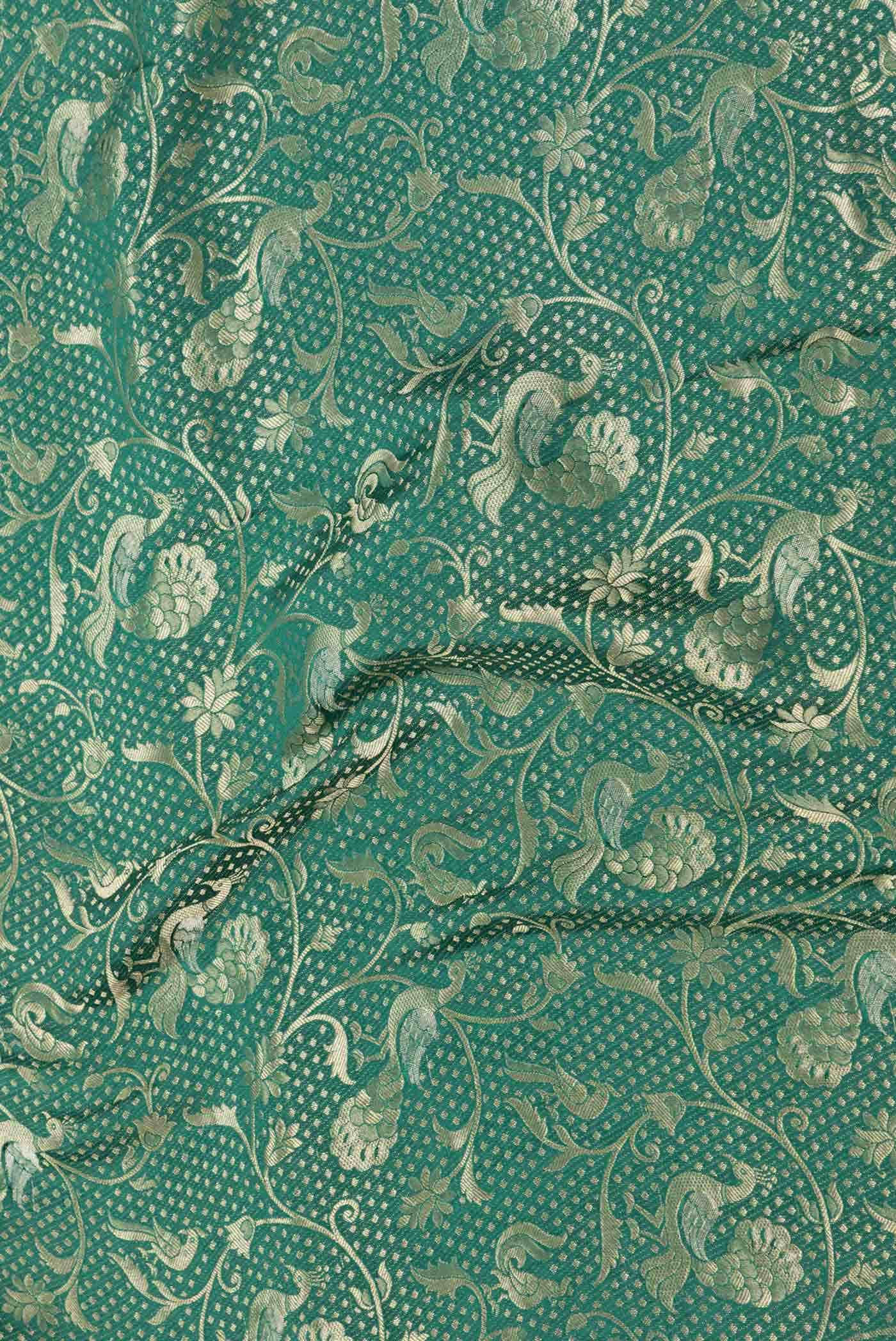 Green Mysore Crepe Saree - Image 2