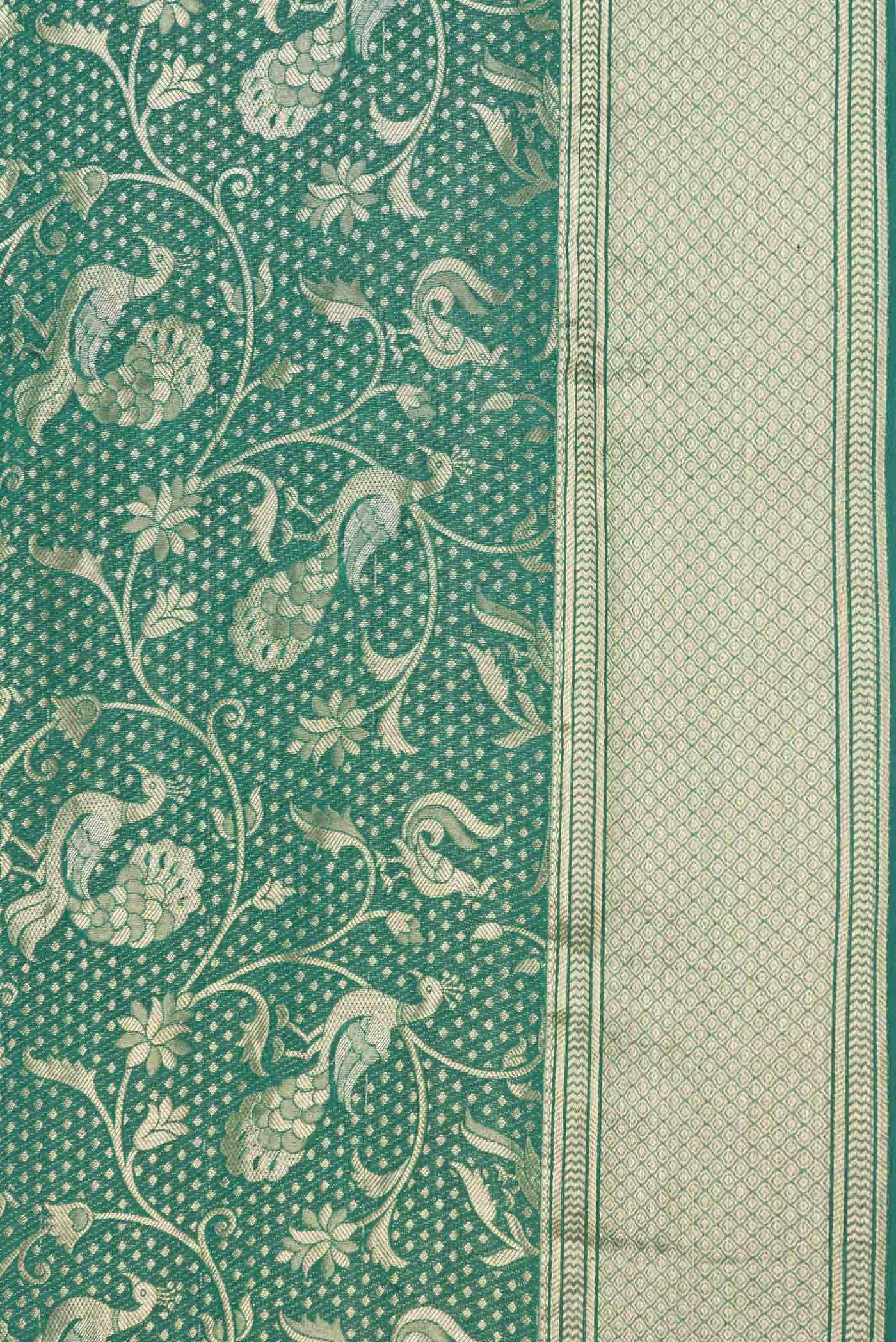 Green Mysore Crepe Saree - Image 3