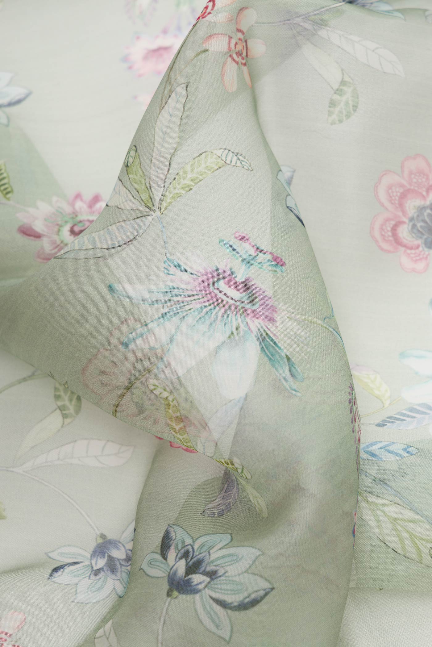 Sage Green Organza Silk Saree - Image 2