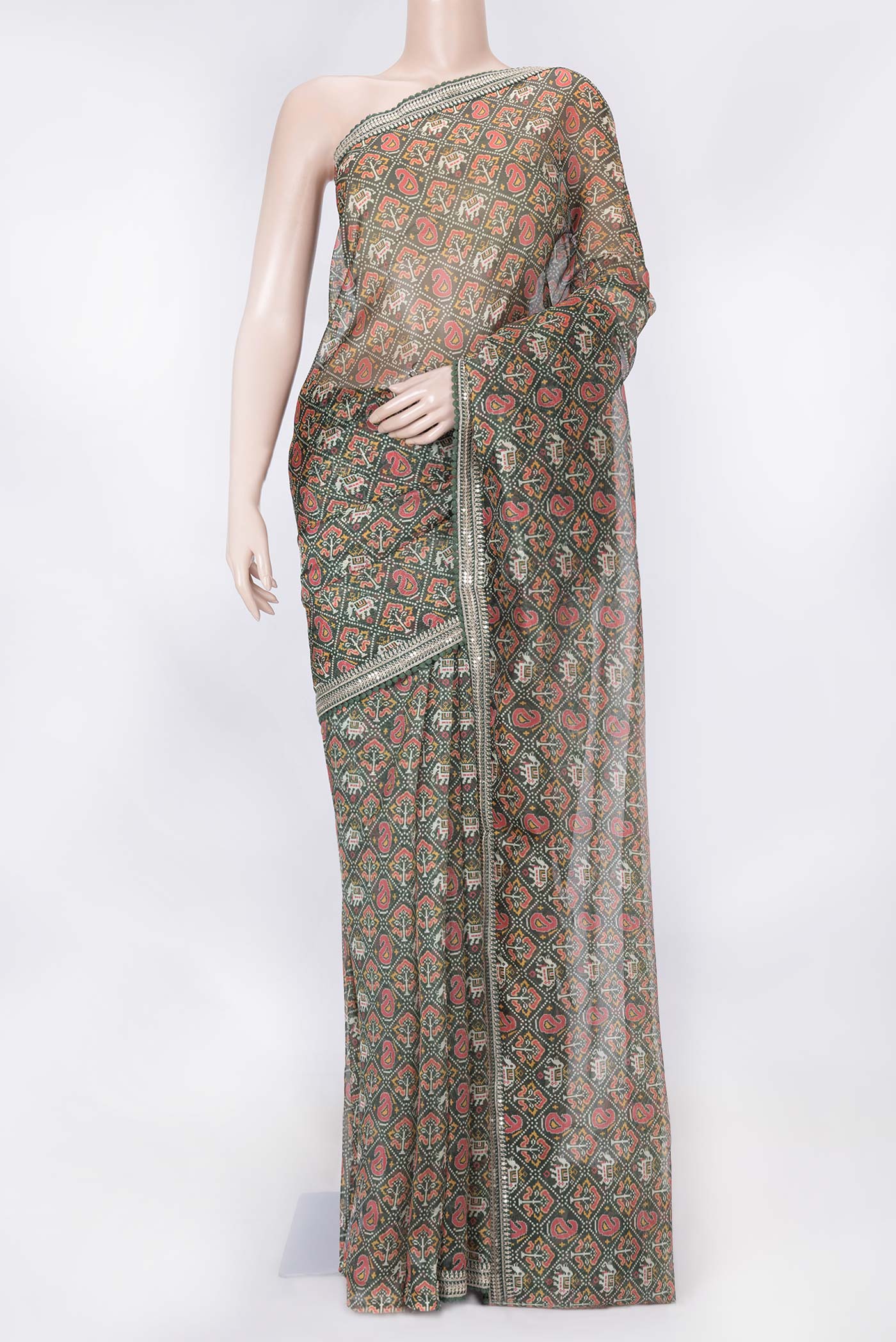Green Dual Tone Organza Silk Saree