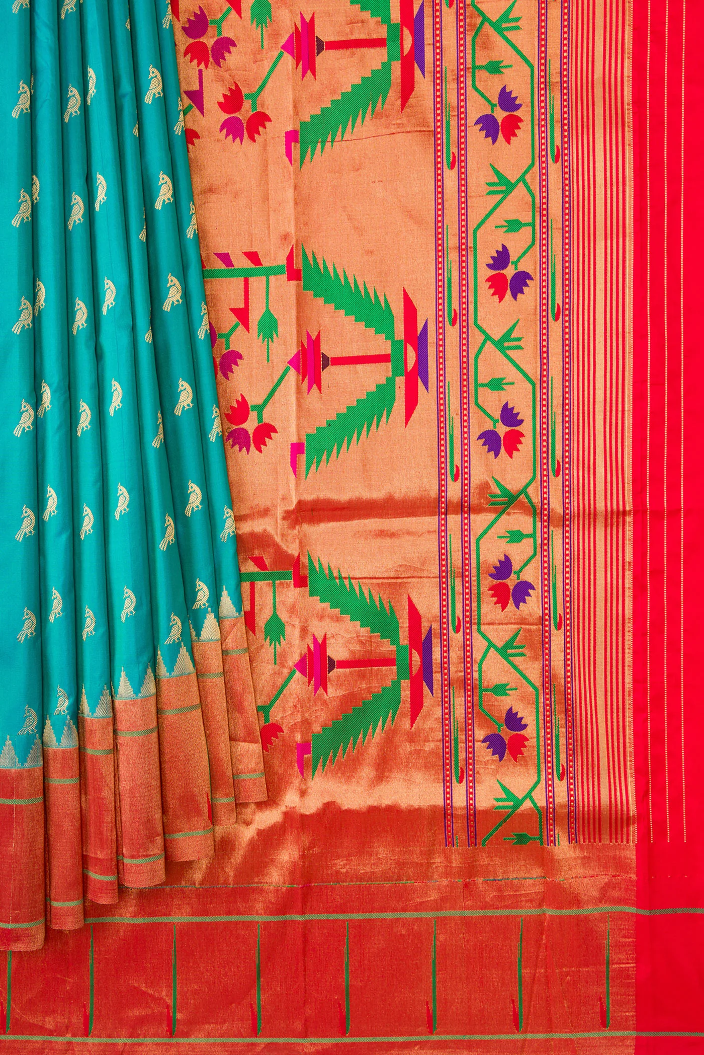 Blue Paithani Silk Saree - Image 4
