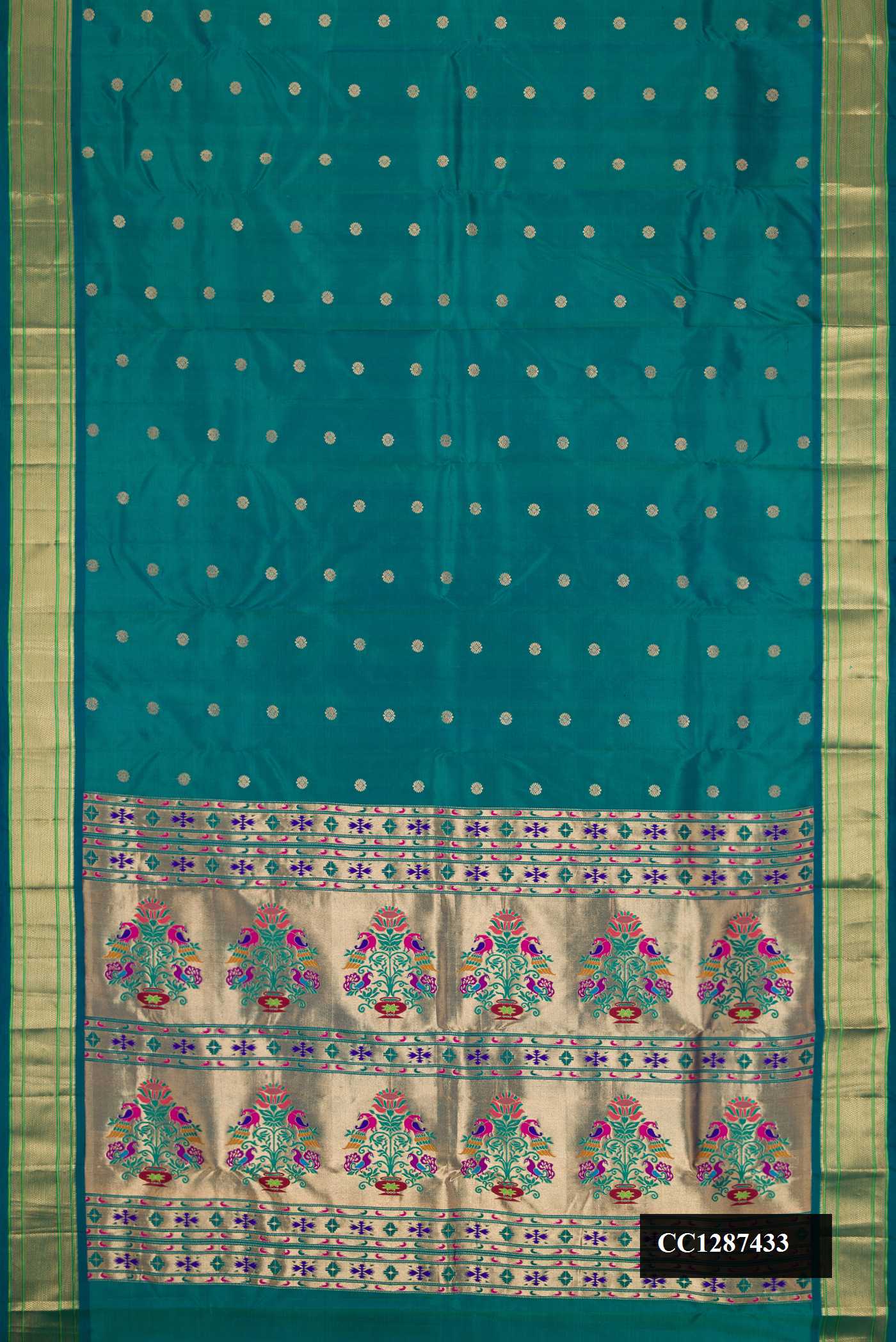 Green Dual Tone Paithani Silk Saree