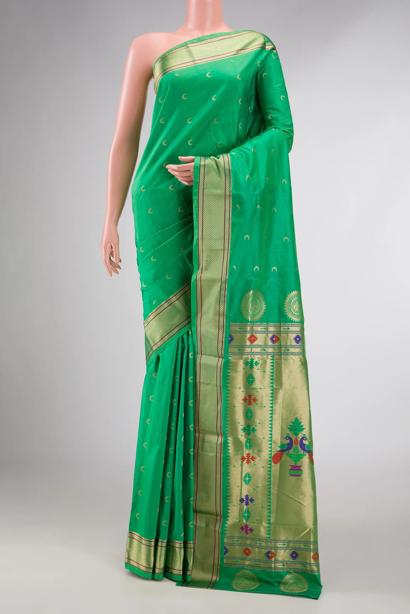 Green Dual Tone Paithani Silk Saree