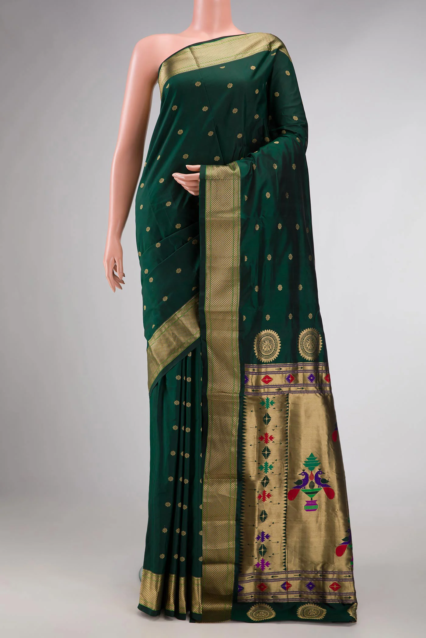 Green Dual Tone Paithani Silk Saree