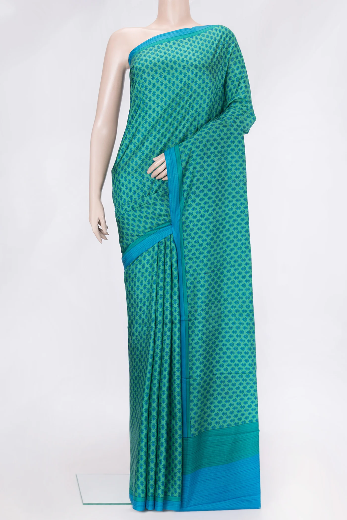 Green Printed Silk Saree