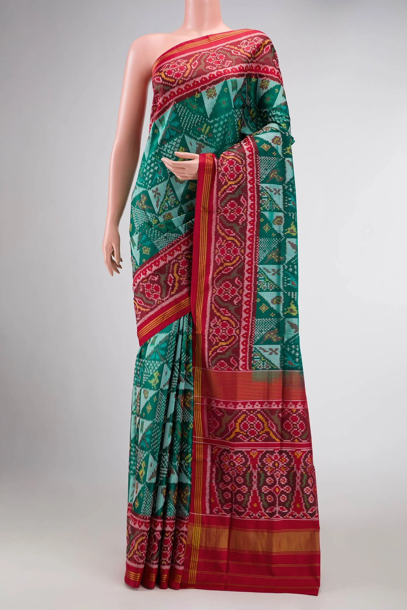 Green Dual Tone Rajkot Patola Silk Saree