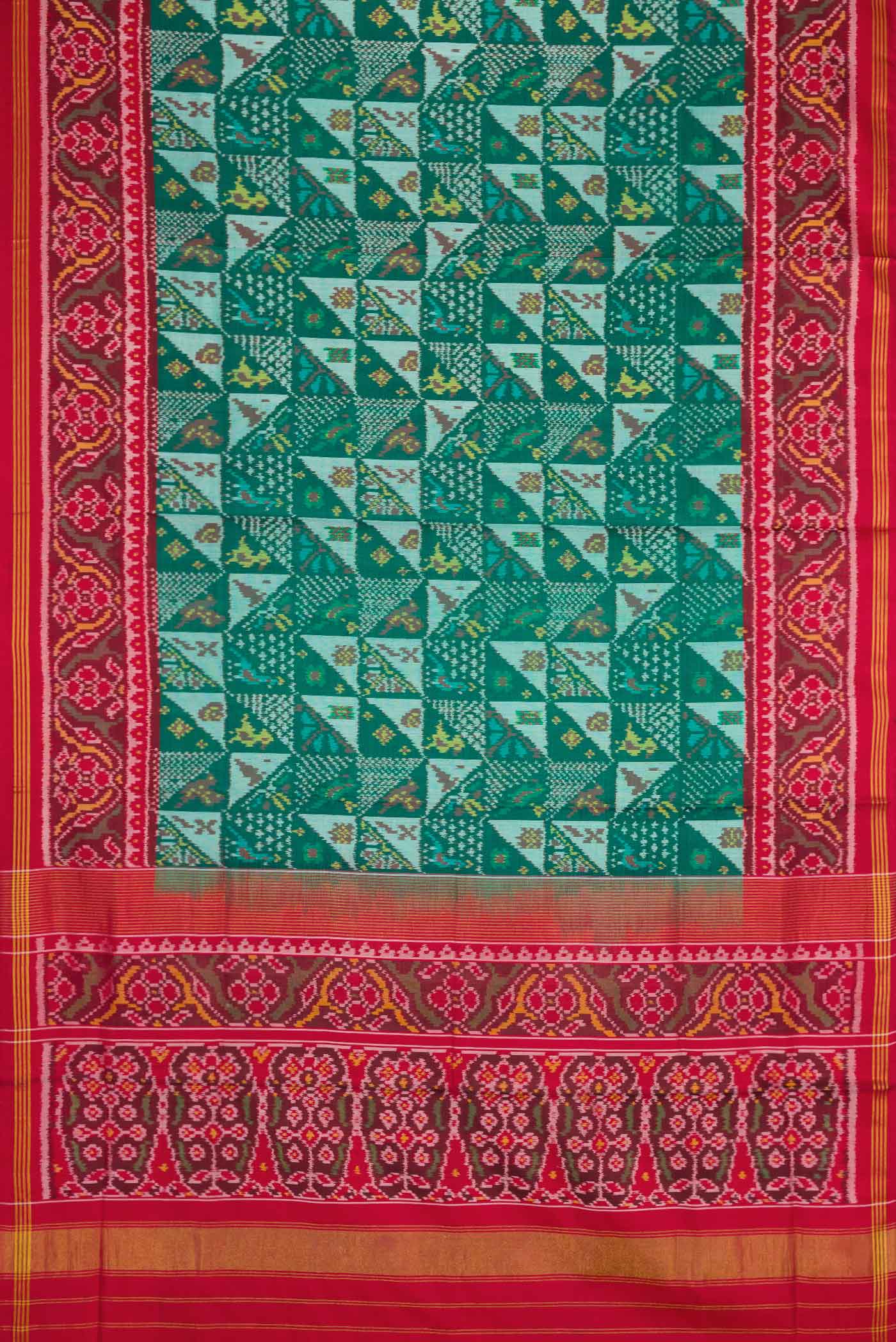 Green Dual Tone Rajkot Patola Silk Saree - Image 6