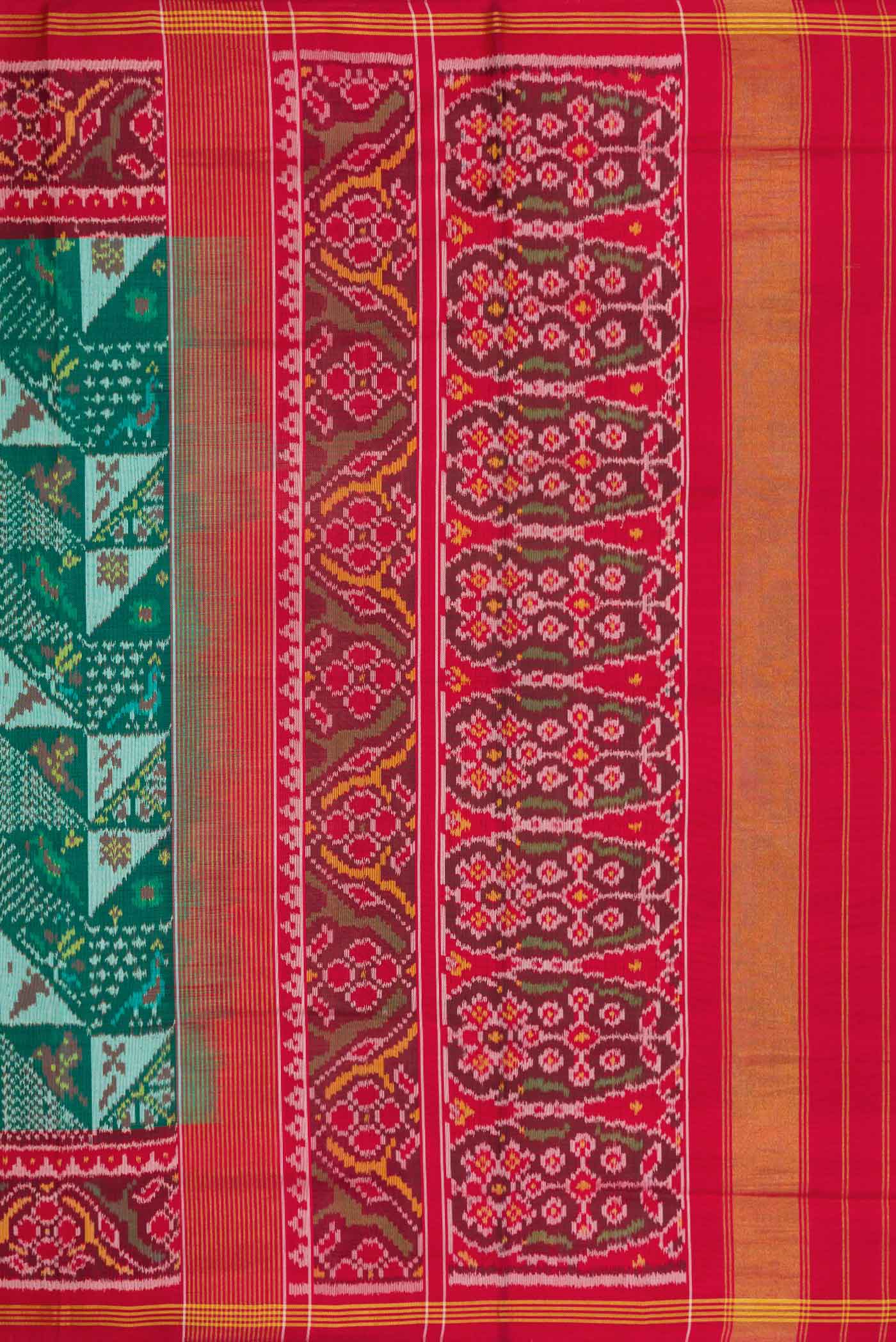 Green Dual Tone Rajkot Patola Silk Saree - Image 7