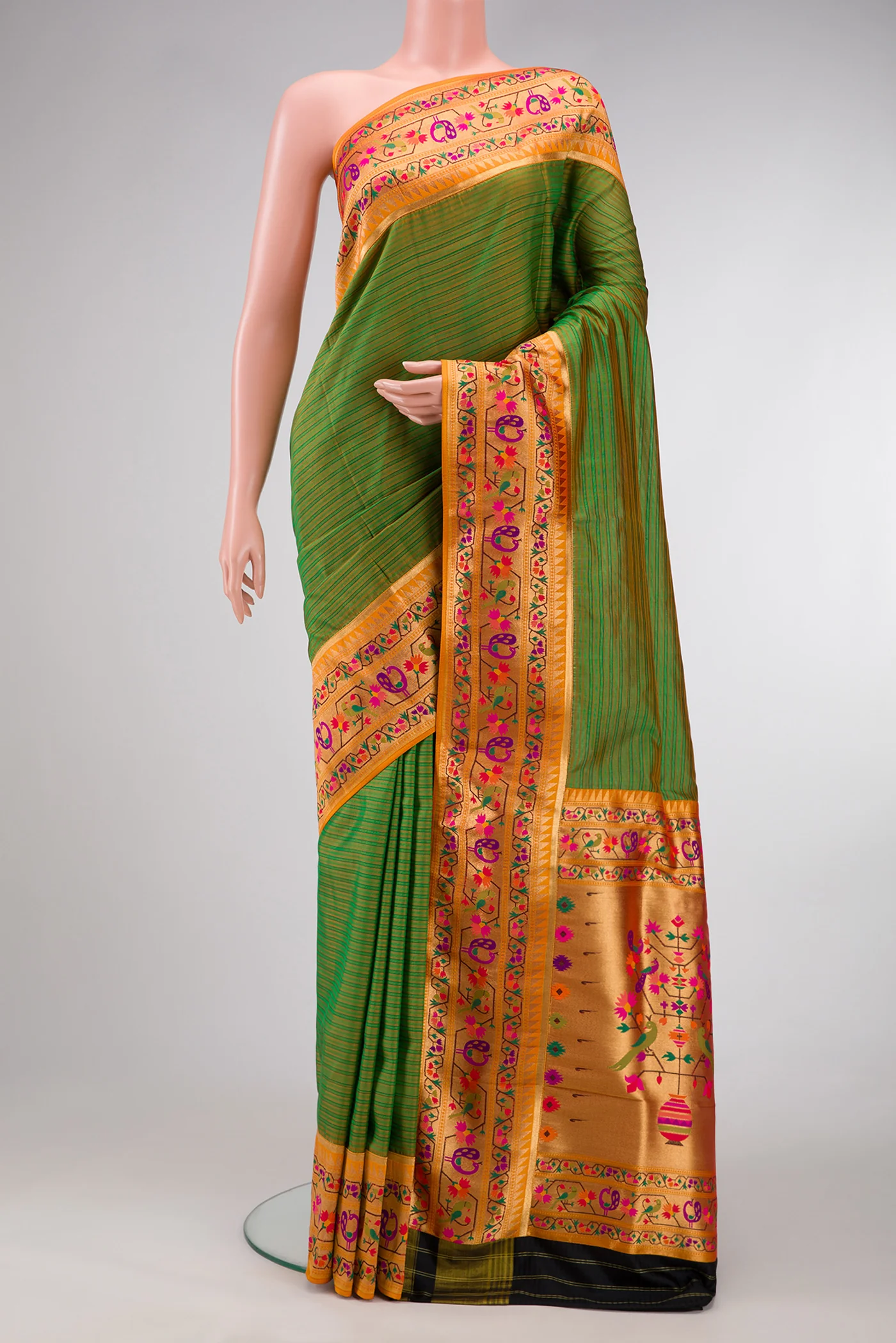 Green Dual Tone Rajkot Patola Silk Saree