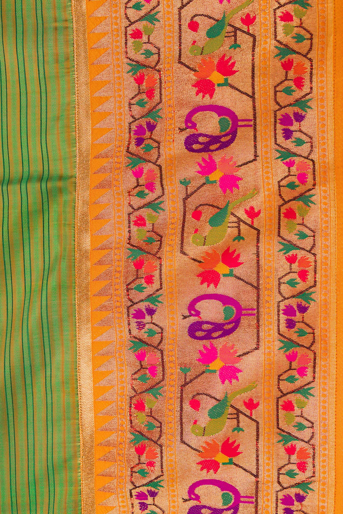 Green Dual Tone Rajkot Patola Silk Saree - Image 3