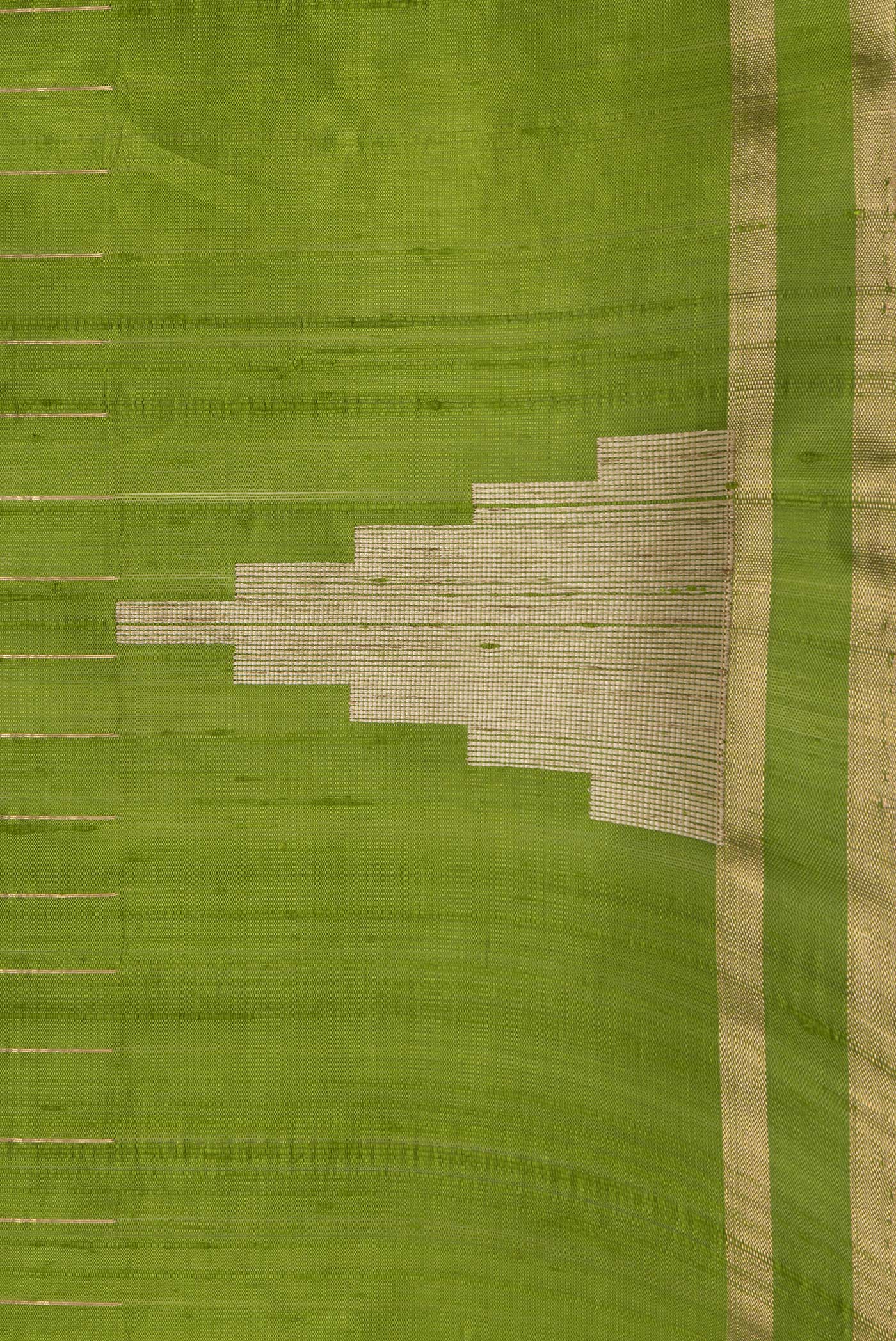 Green Raw Silk Saree - Image 3