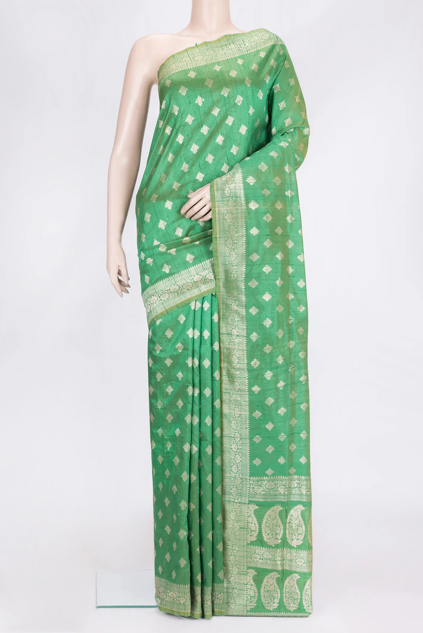 Green Banarasi Raw Silk Saree