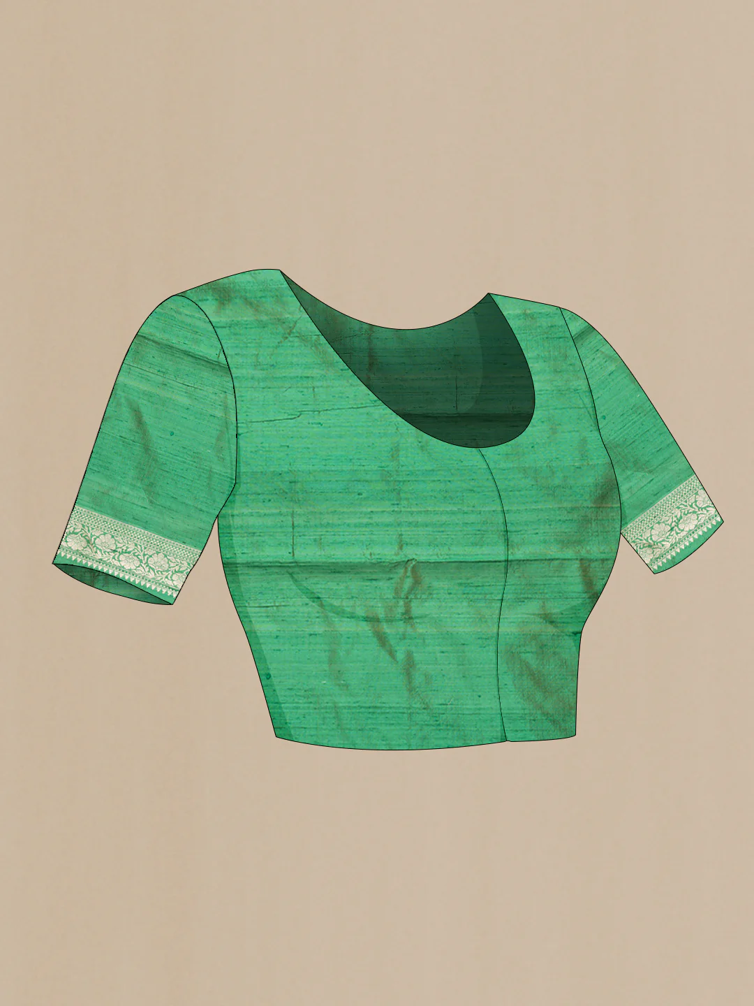 Green Banarasi Raw Silk Saree - Image 4